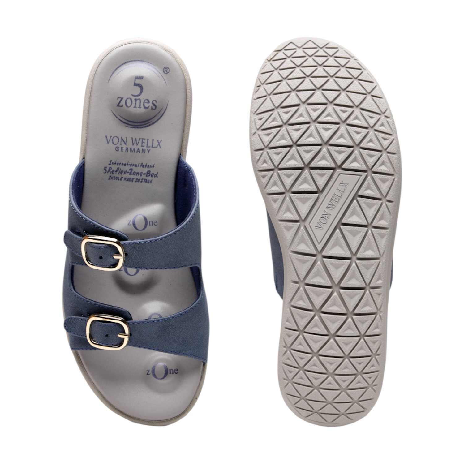 Azure Dream Women Double-Buckle Comfort Slides