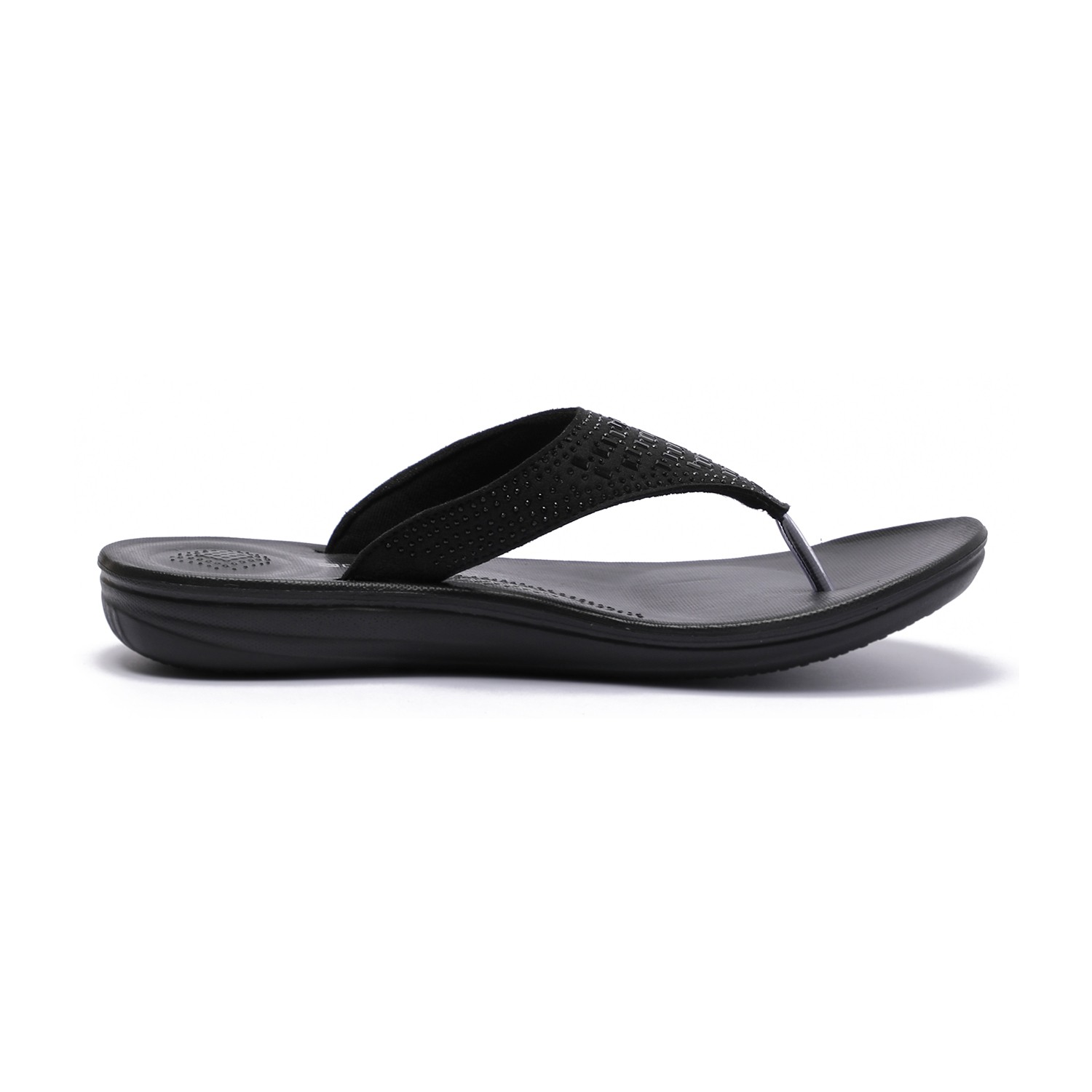 Embellished Casual Black Flip Flops for Women