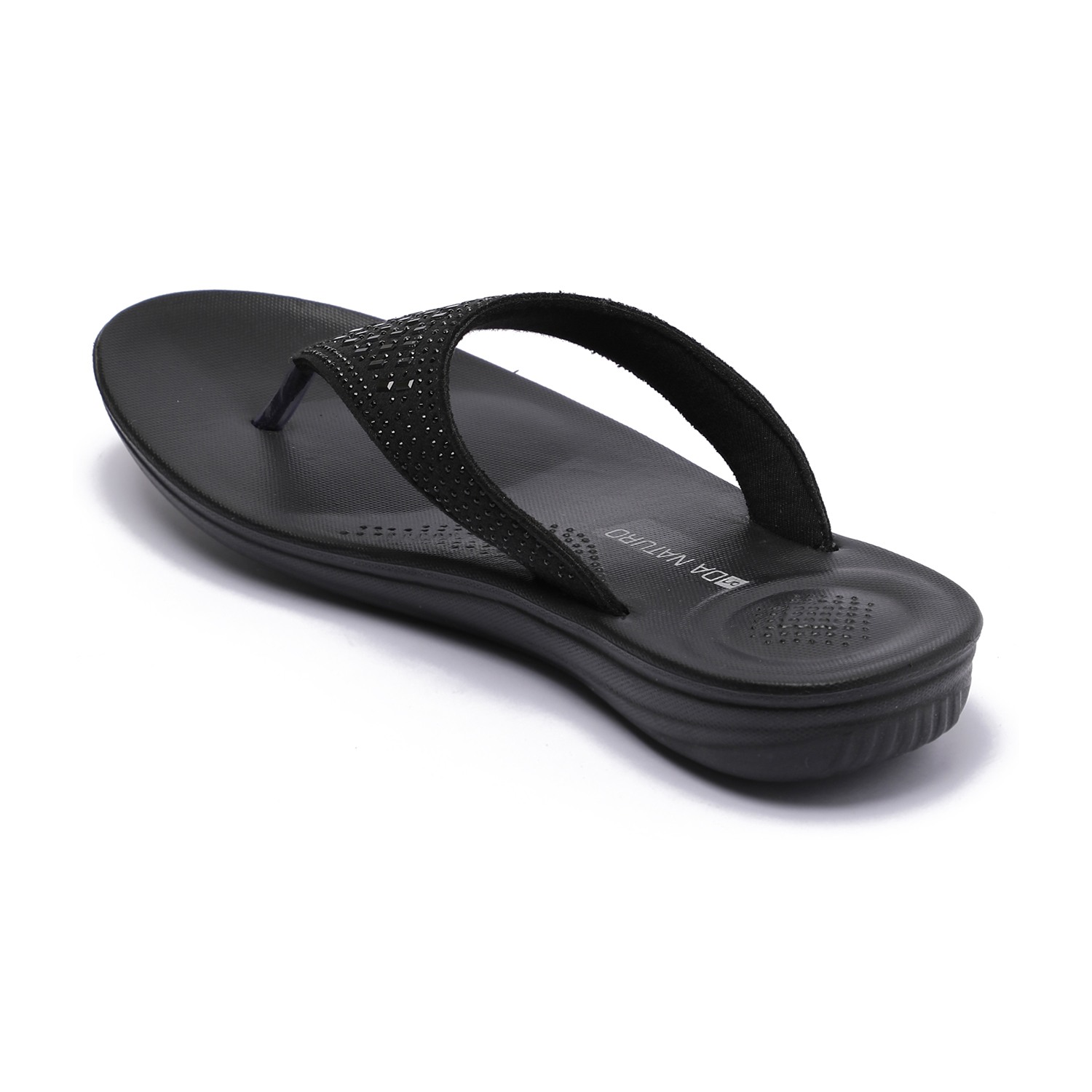 Embellished Casual Black Flip Flops for Women