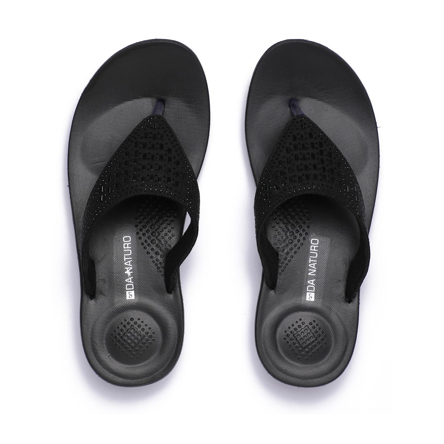 Embellished Casual Black Flip Flops for Women