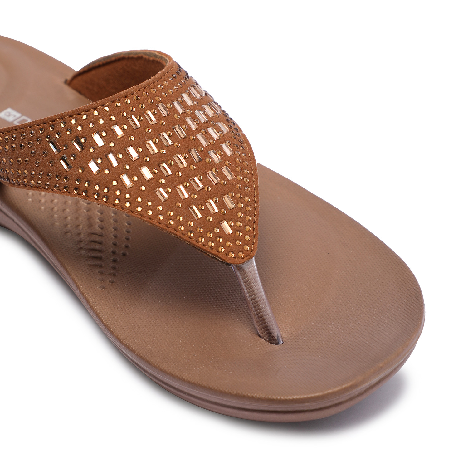 Stylish Bronze Embellished Women Flip-Flops
