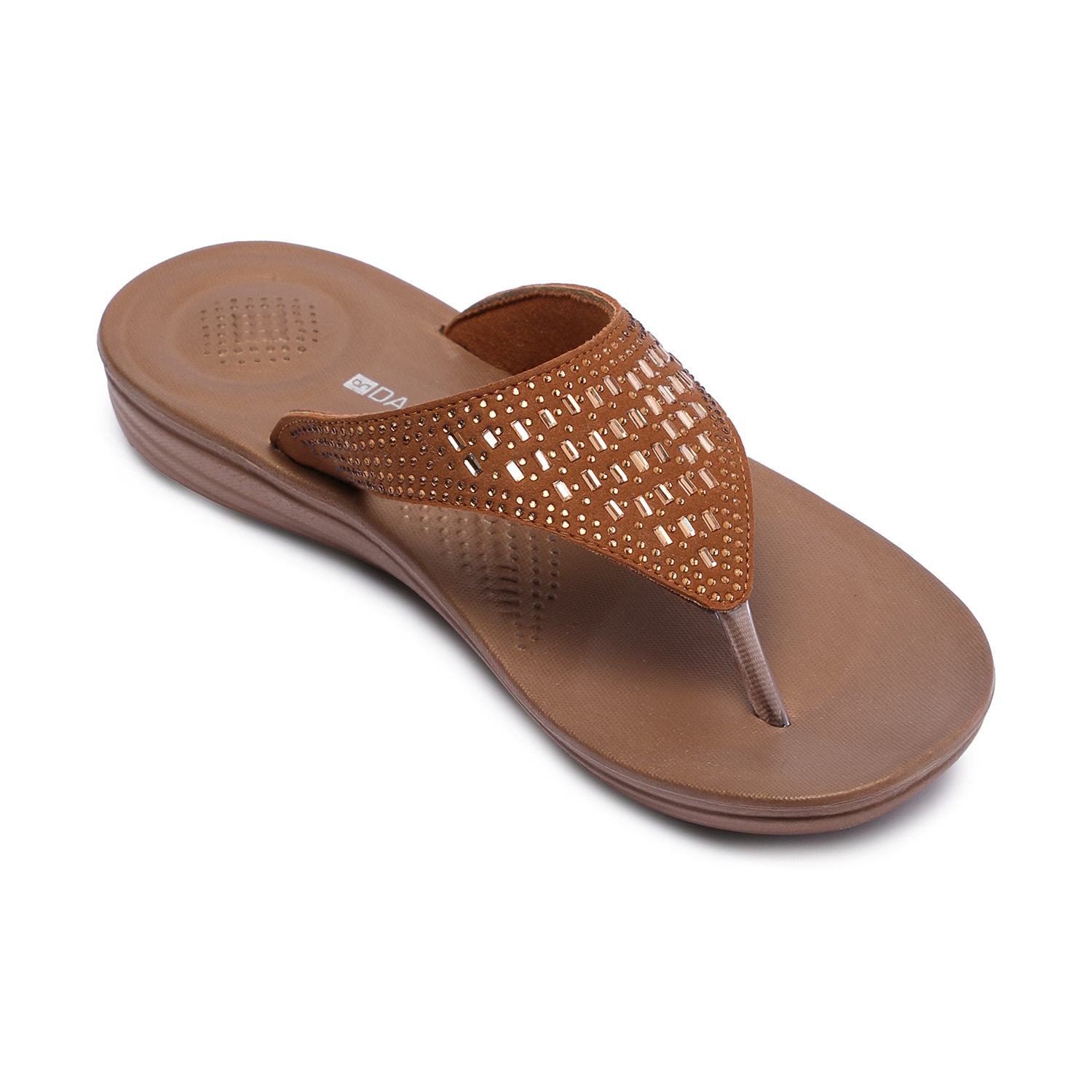Stylish Bronze Embellished Women Flip-Flops