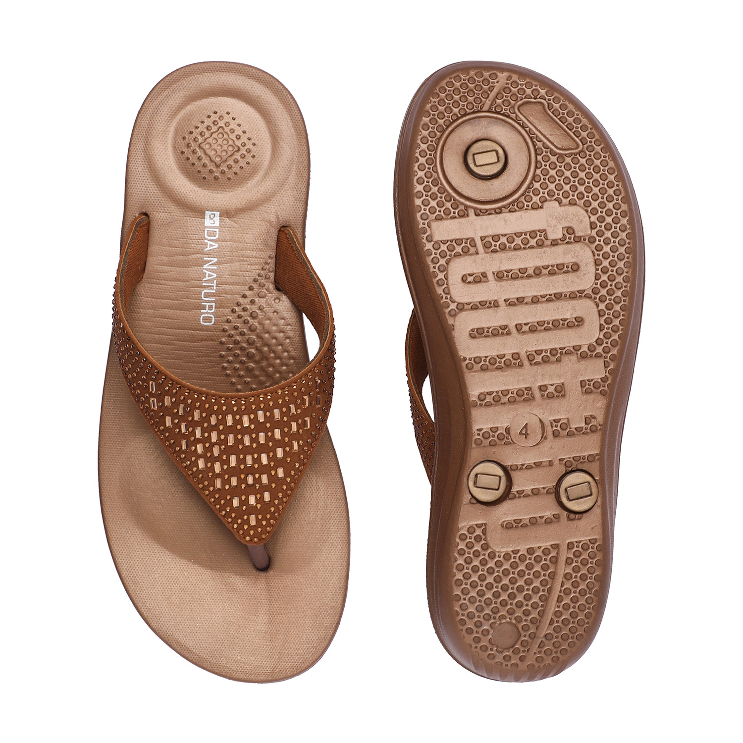 Stylish Bronze Embellished Women Flip-Flops
