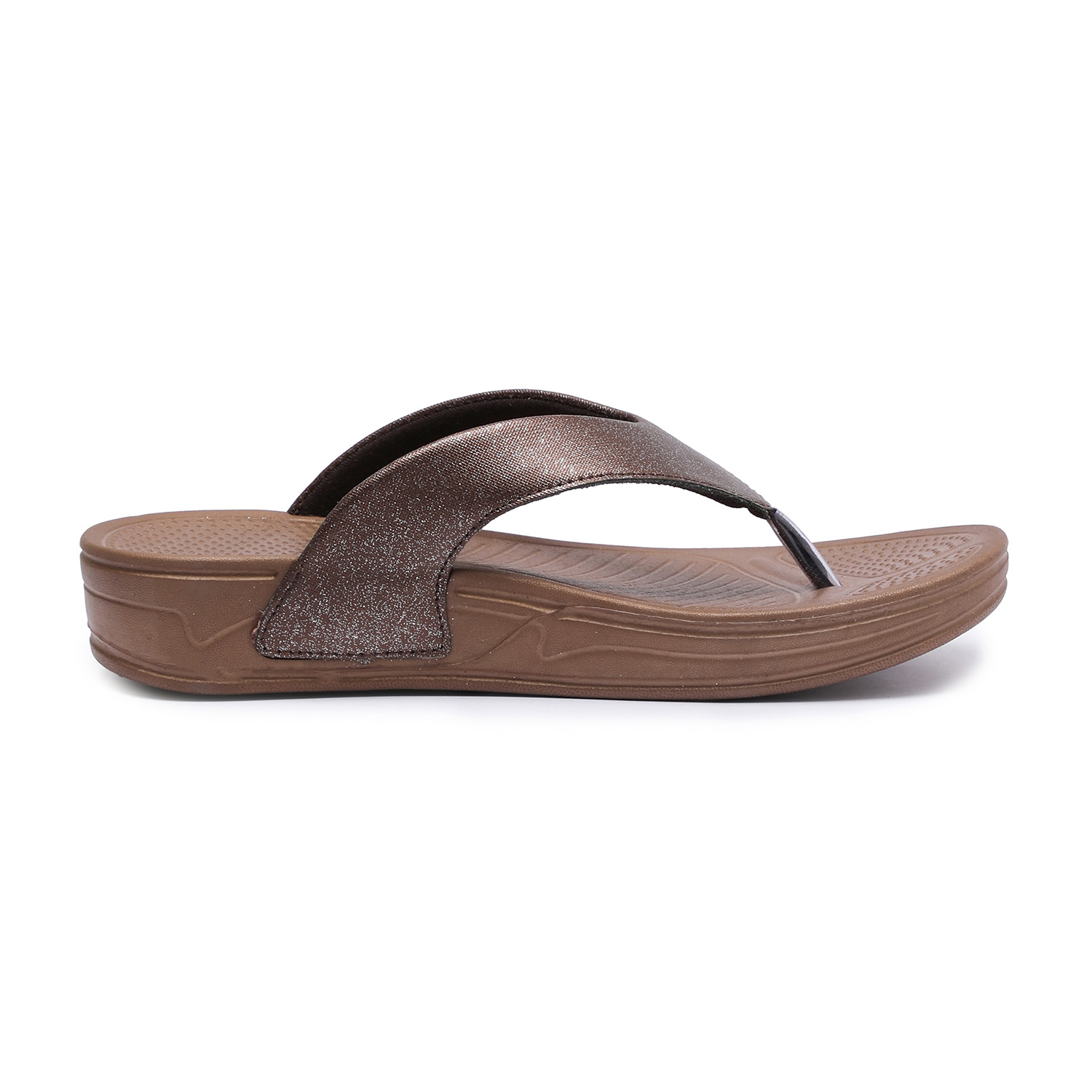 Elegant Brown Glitter Finish Women Comfort Flip-Flops