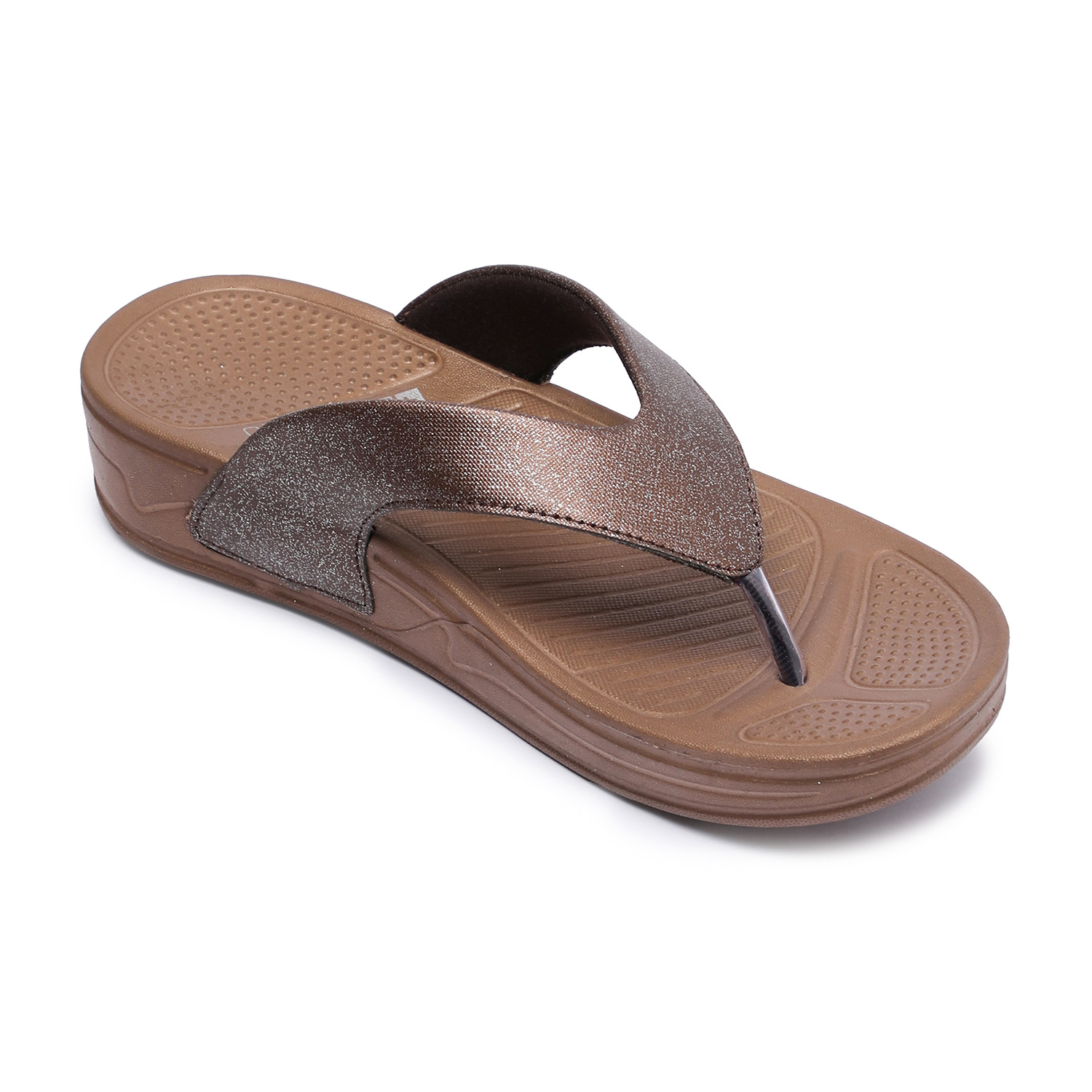 Elegant Brown Glitter Finish Women Comfort Flip-Flops