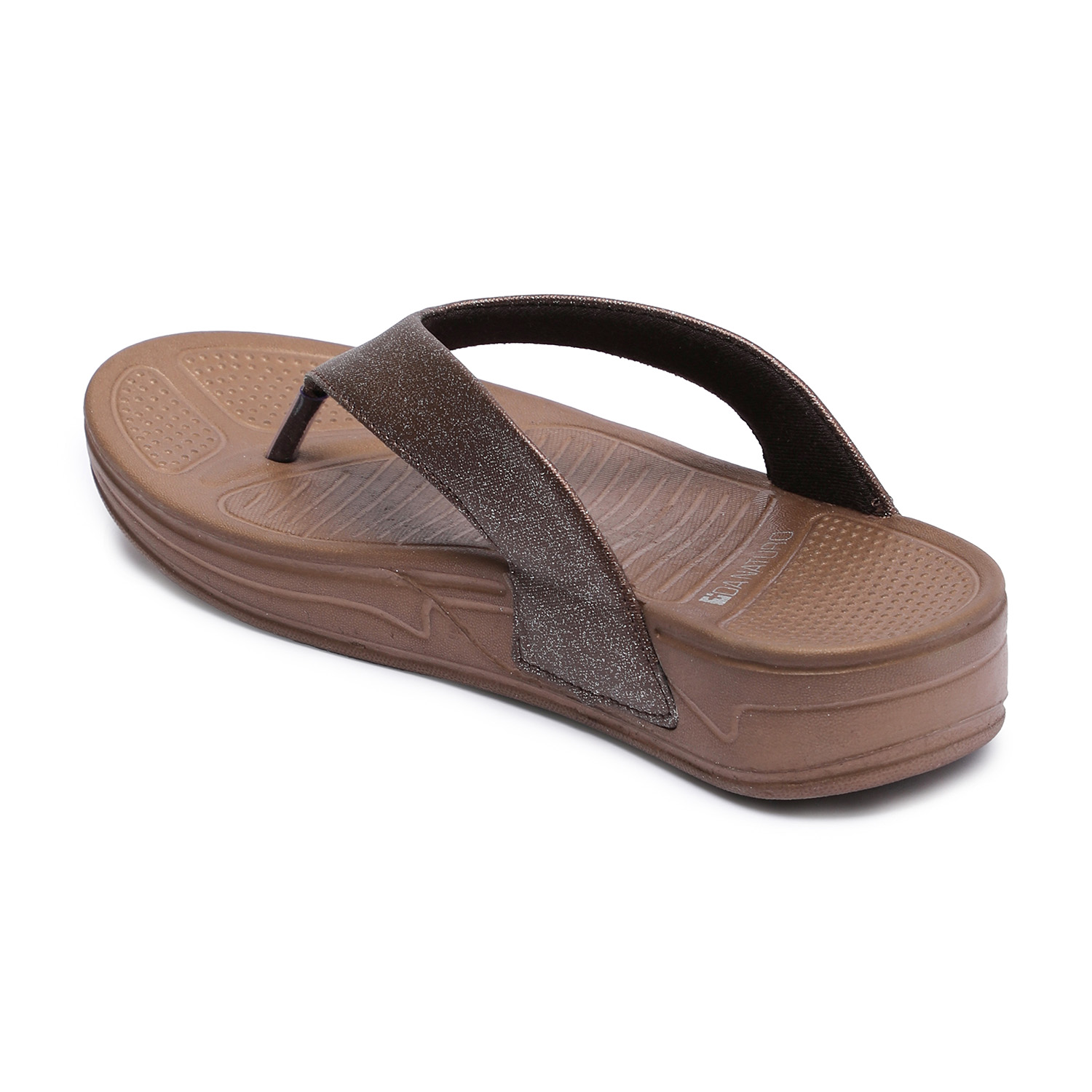 Elegant Brown Glitter Finish Women Comfort Flip-Flops