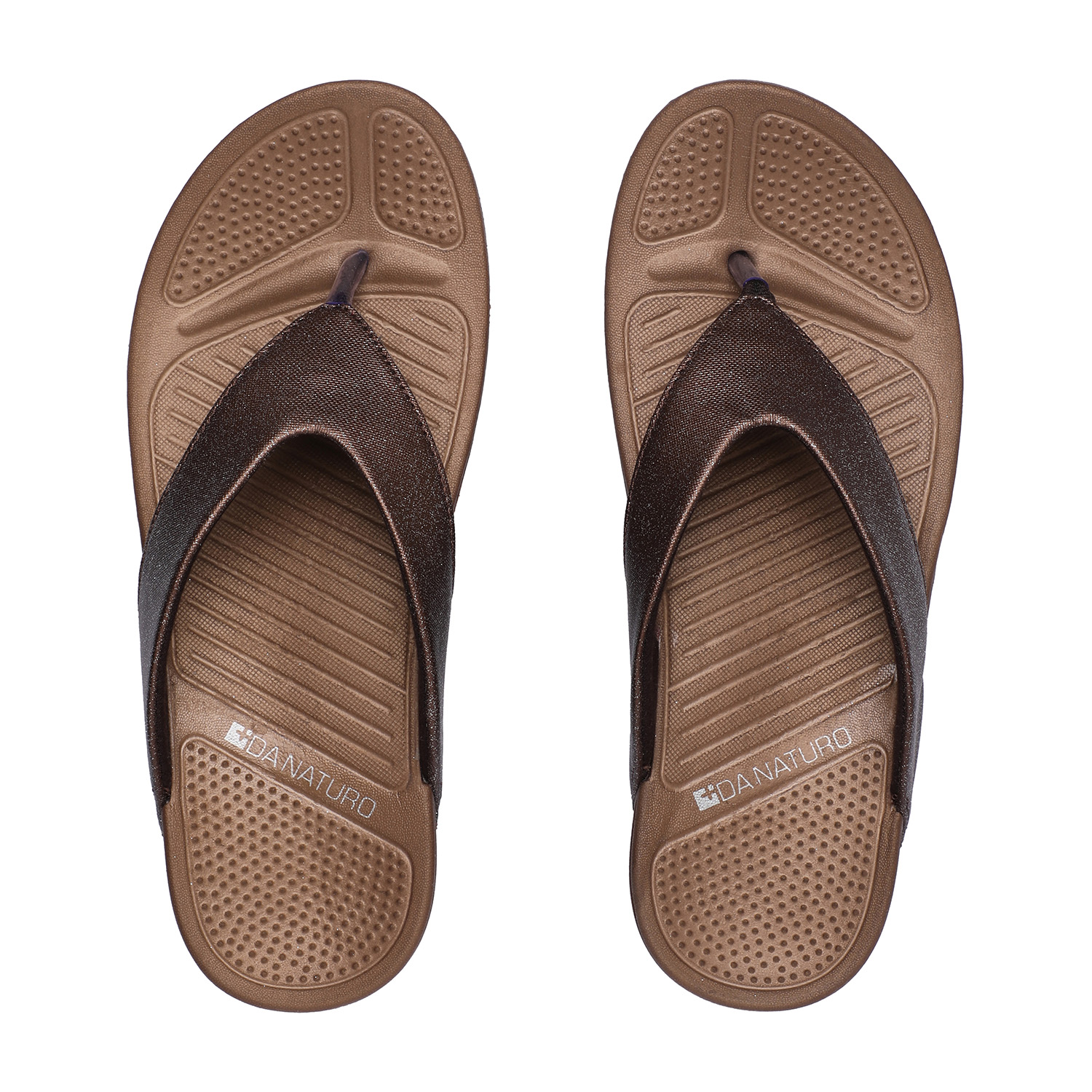 Elegant Brown Glitter Finish Women Comfort Flip-Flops