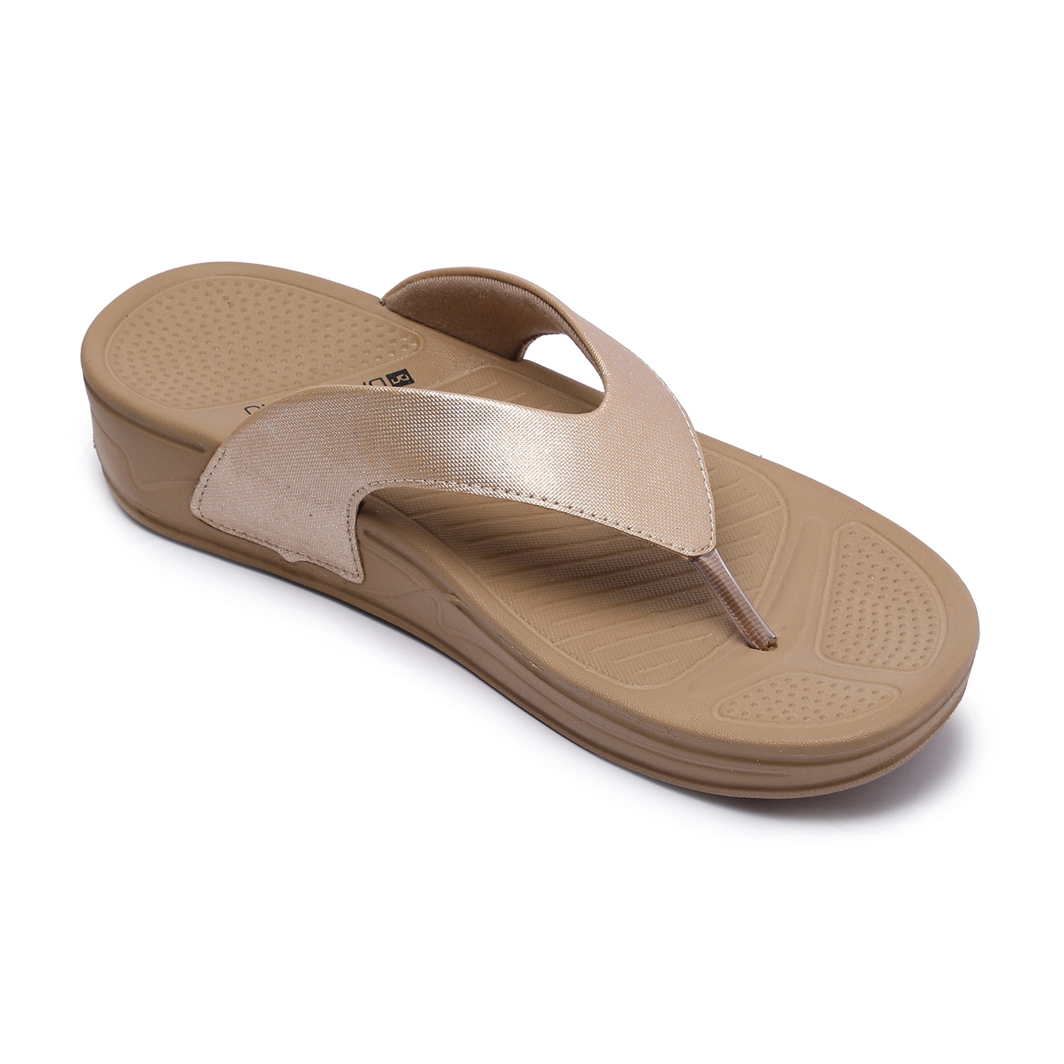 Elegant Gold Glitter Finish Women Comfort Flip-Flops