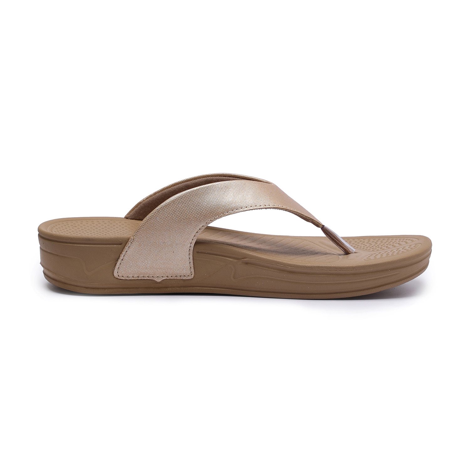 Elegant Gold Glitter Finish Women Comfort Flip-Flops