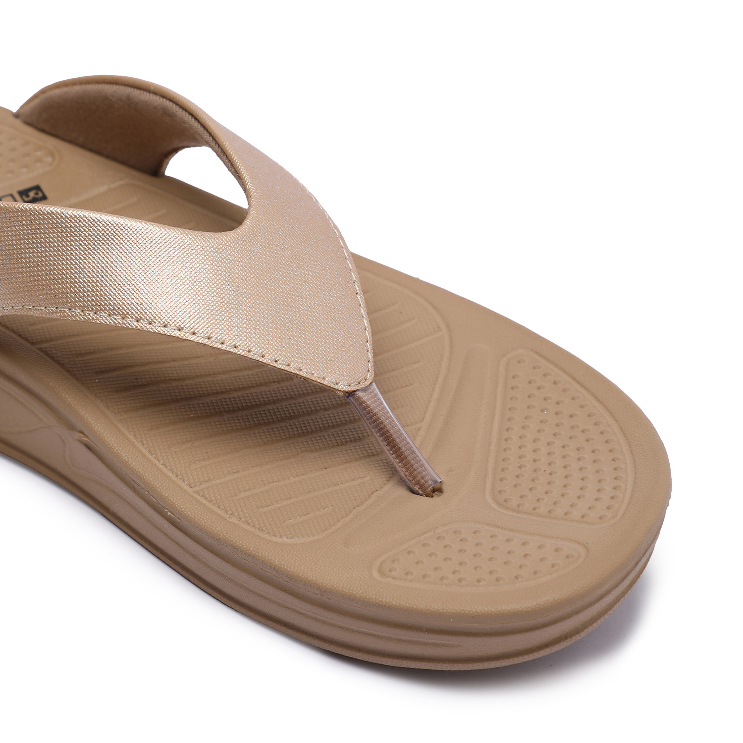Elegant Gold Glitter Finish Women Comfort Flip-Flops
