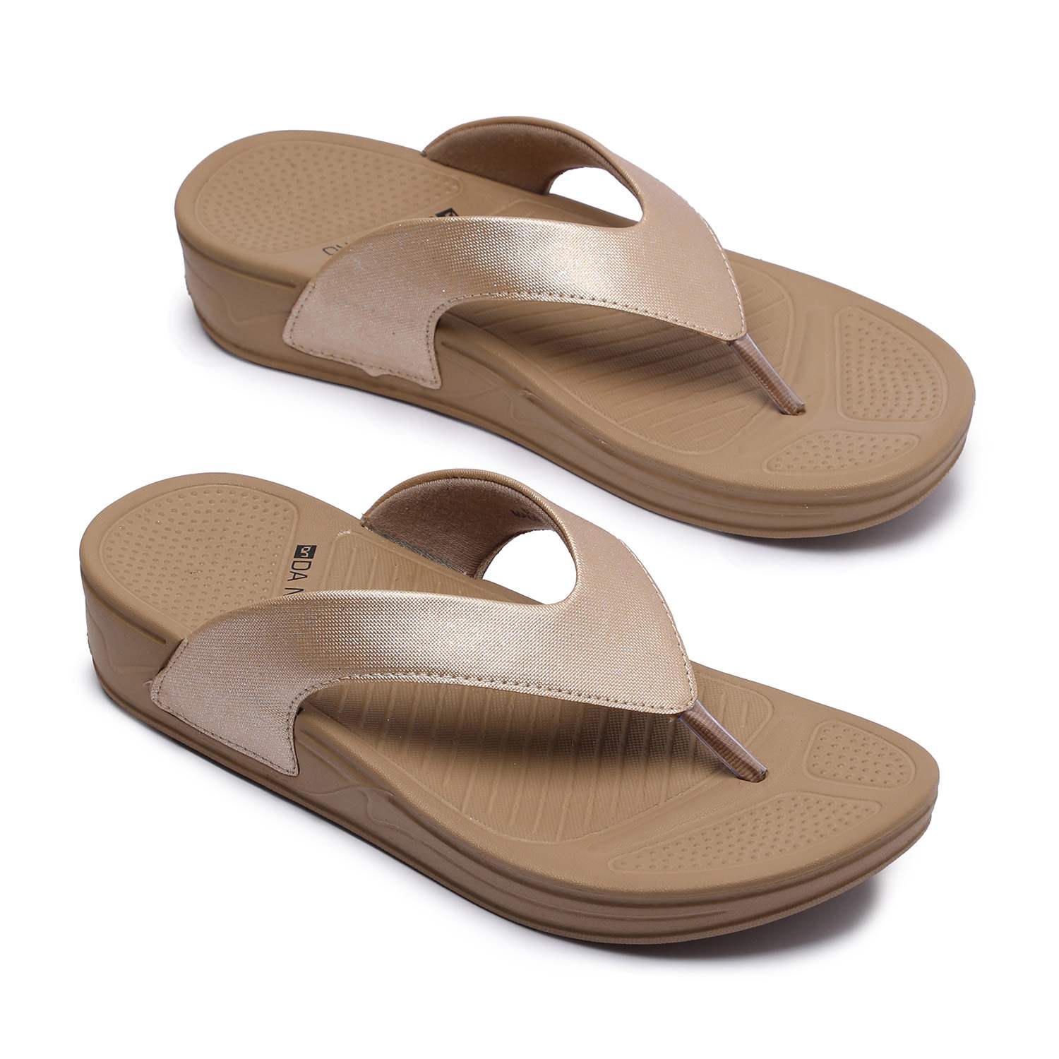Elegant Gold Glitter Finish Women Comfort Flip-Flops