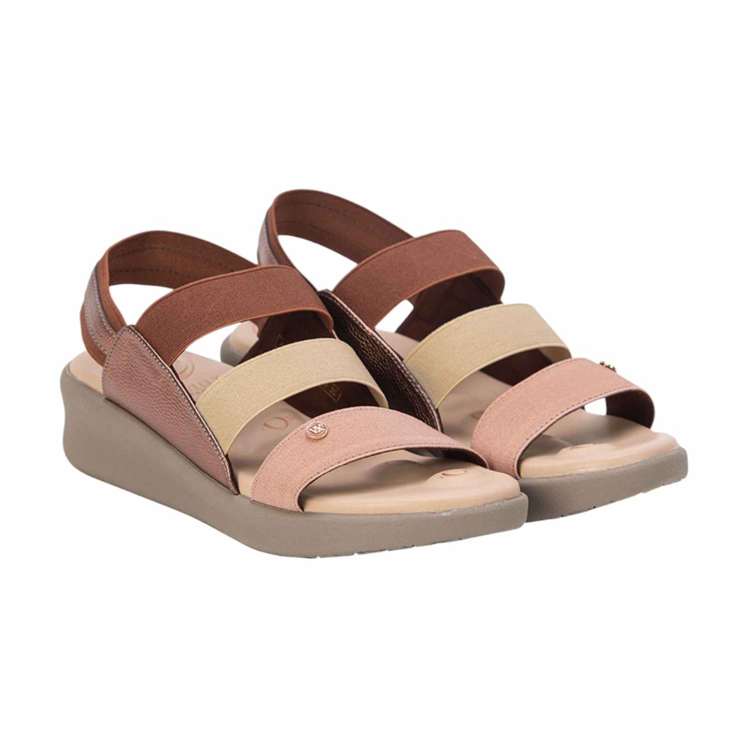 Women Multi-Tone Brown Elastic Strap Comfort Sandals