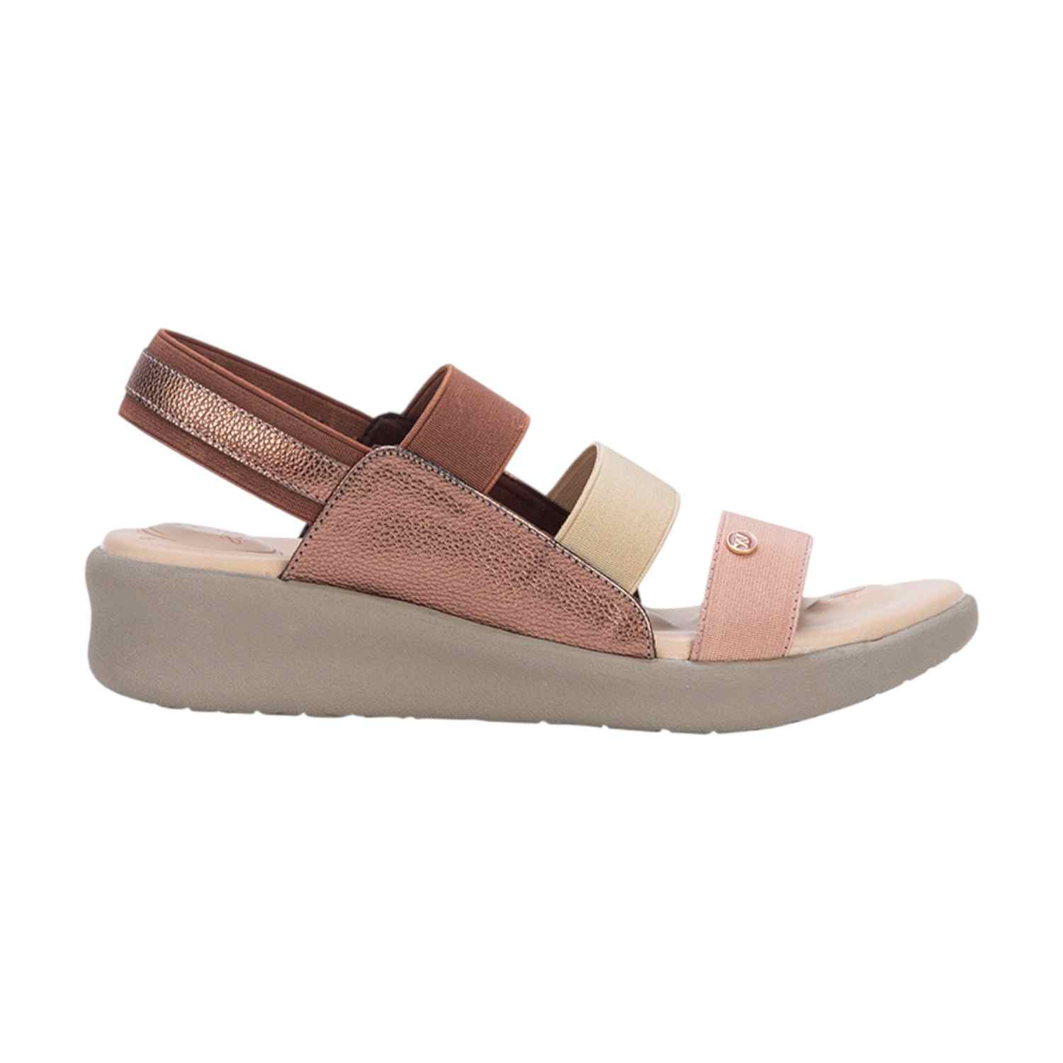 Women Multi-Tone Brown Elastic Strap Comfort Sandals