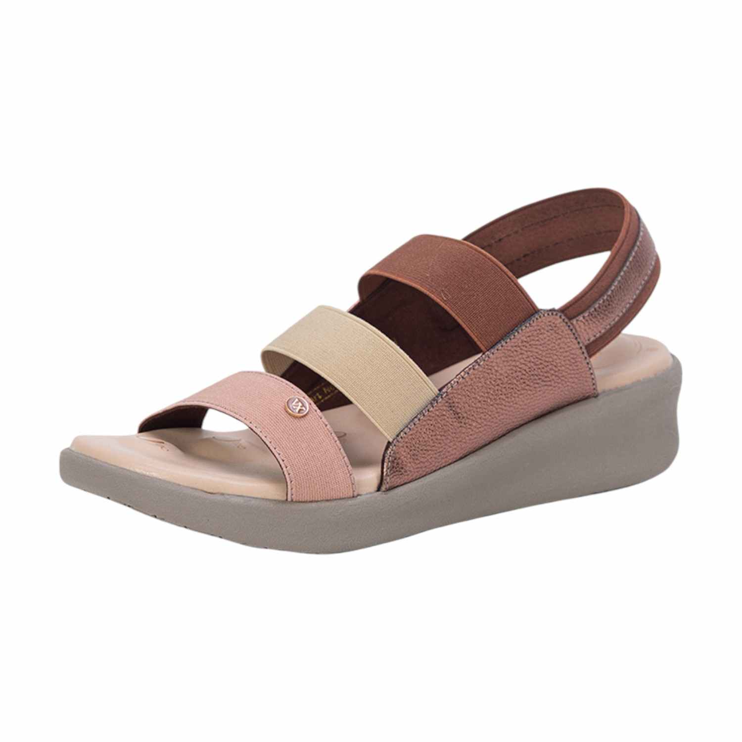 Women Multi-Tone Brown Elastic Strap Comfort Sandals