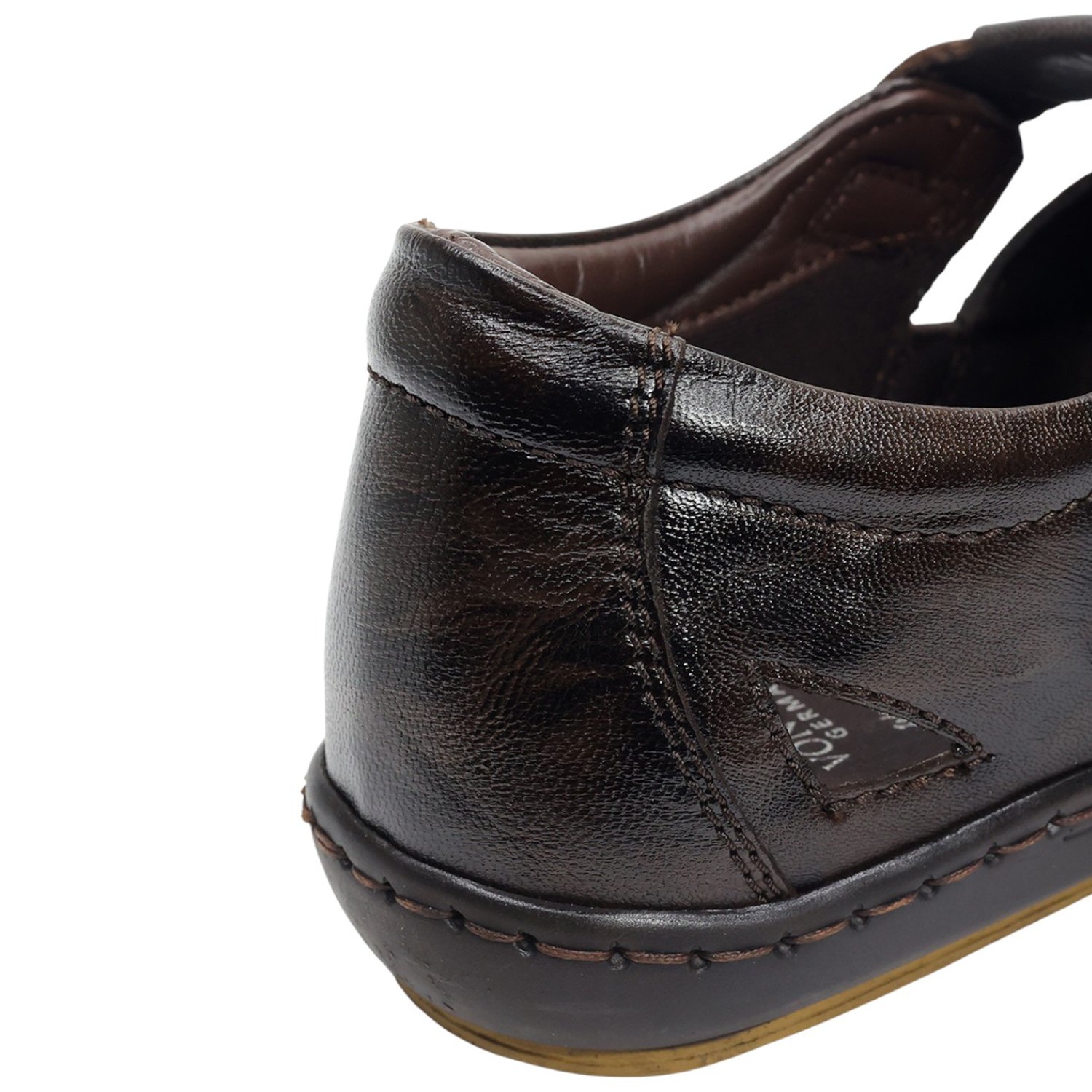 Men Burnished Dark Brown Leather Closed-Toe Fisherman Sandal