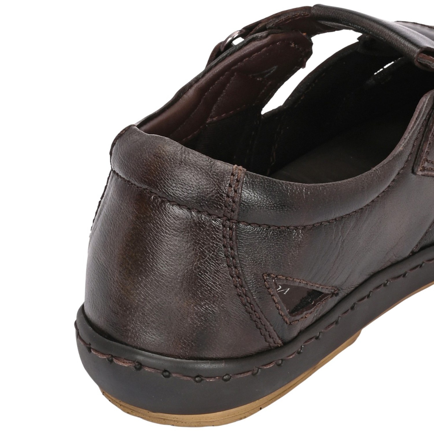 Men Burnished Tan Leather Closed-Toe Fisherman Sandal