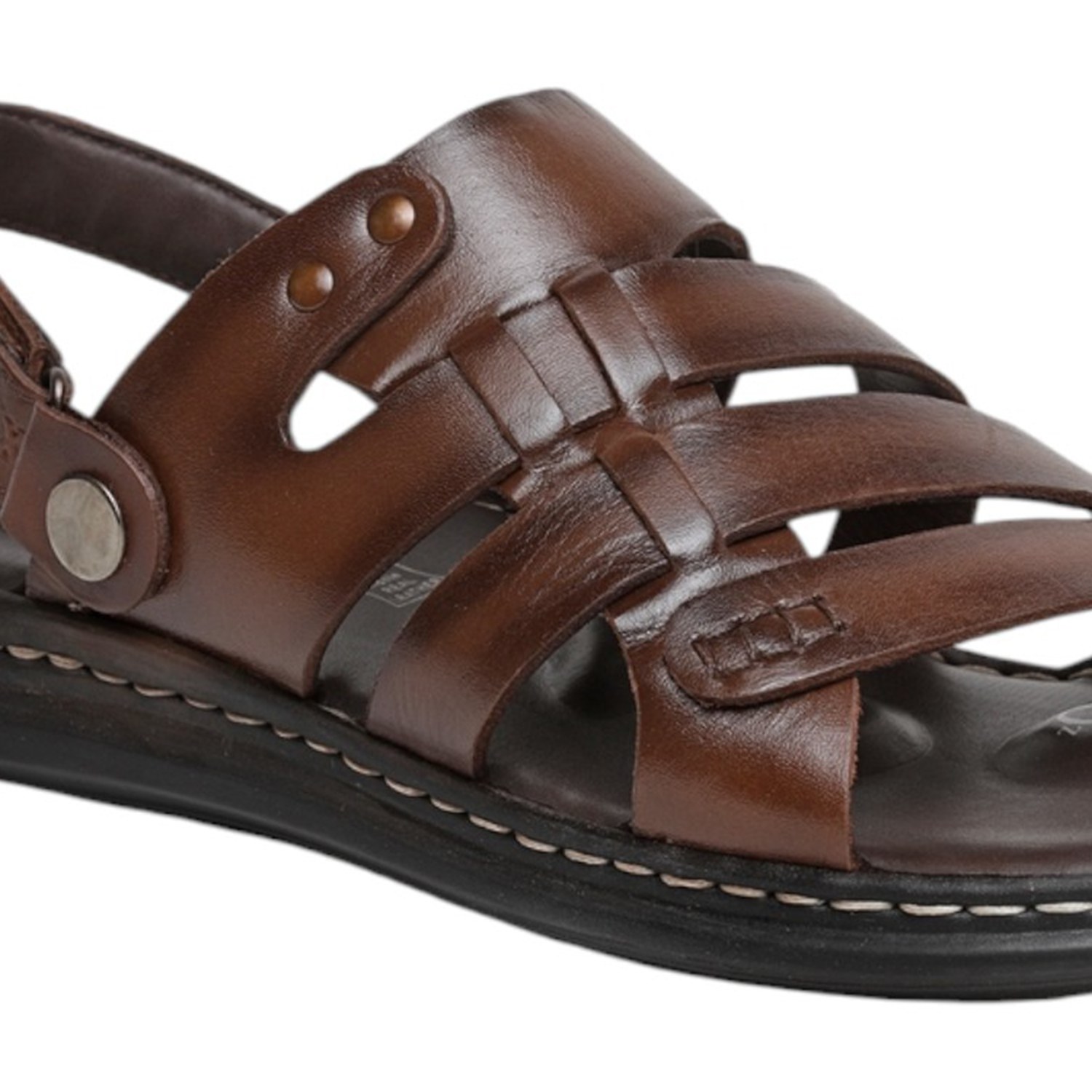 Men Brown Leather Open-Toe Gladiator Sandals