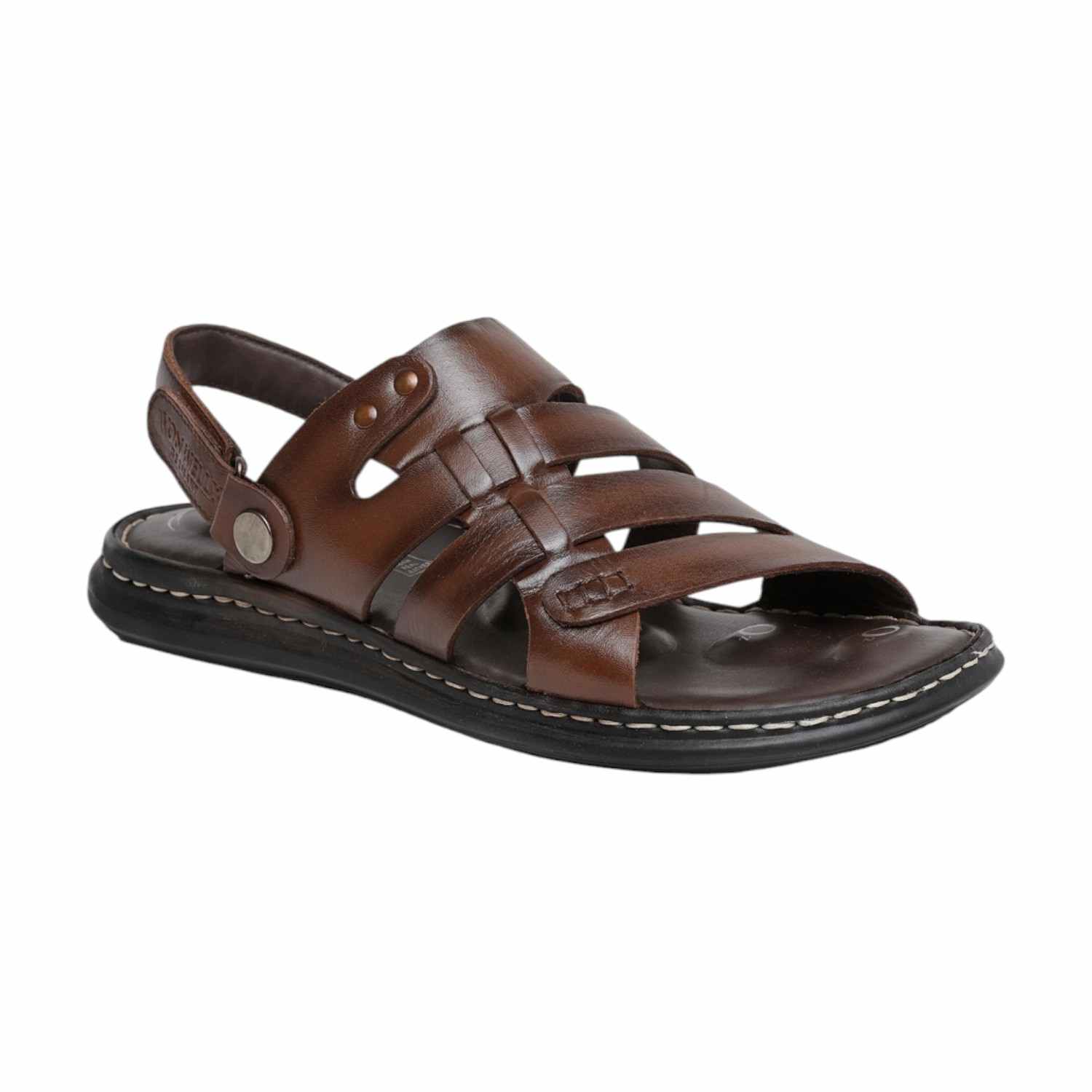 Men Brown Leather Open-Toe Gladiator Sandals