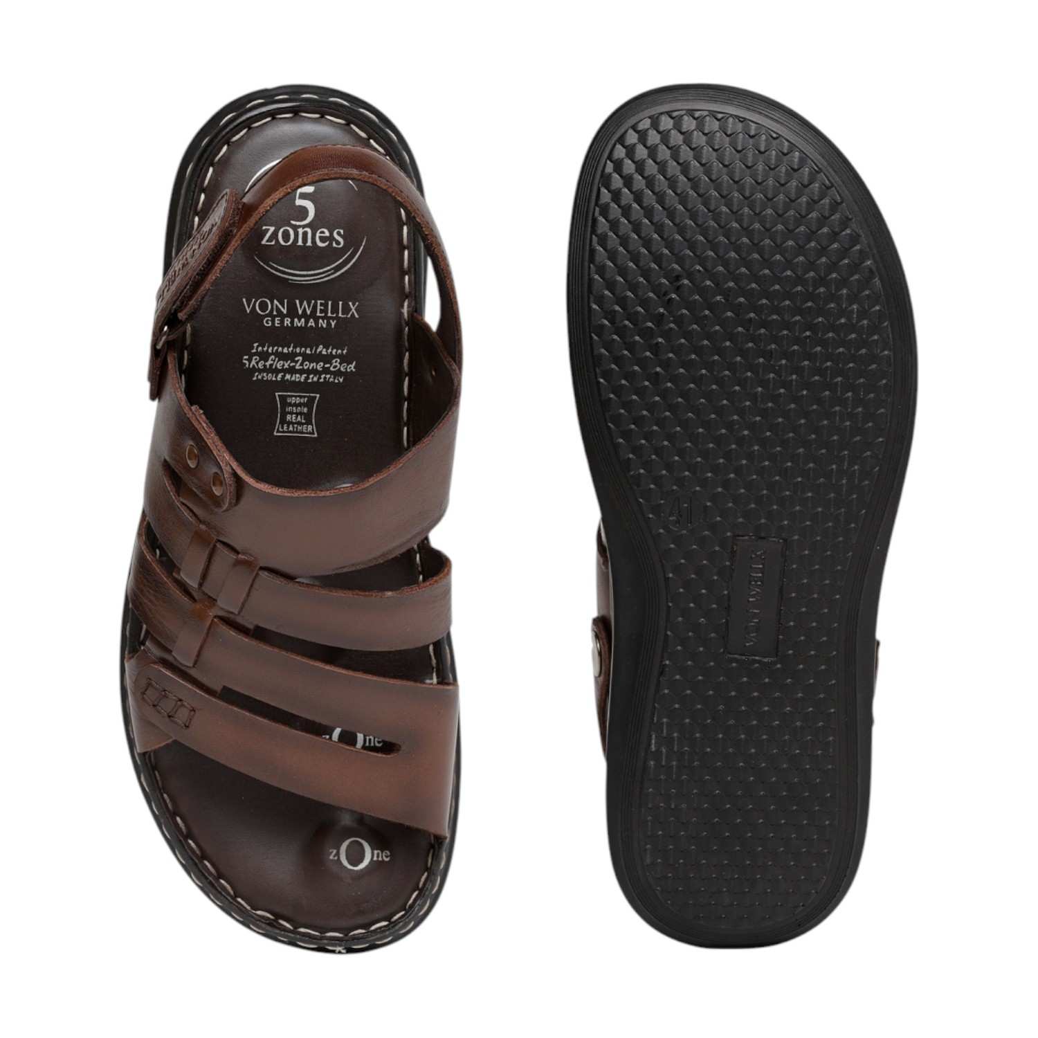 Men Brown Leather Open-Toe Gladiator Sandals