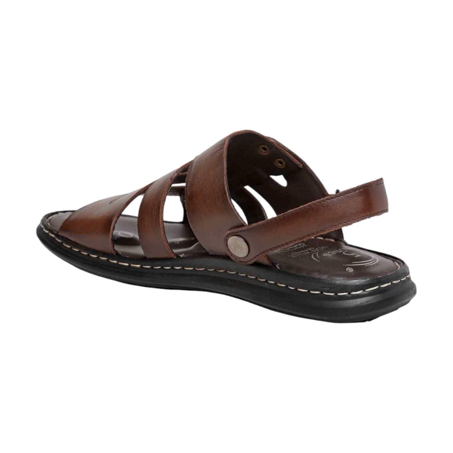 Men Brown Leather Open-Toe Gladiator Sandals