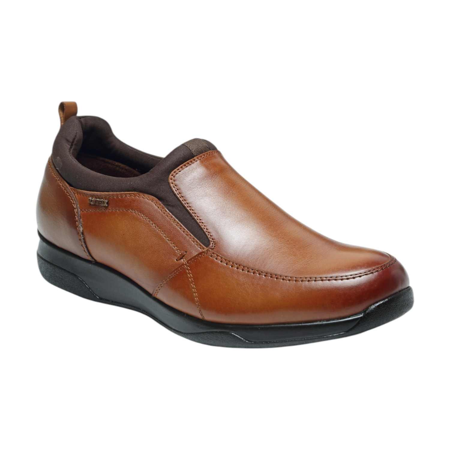 Executive Comfort Men Tan Leather Diabetes Reflex-Zone Slip-Ons