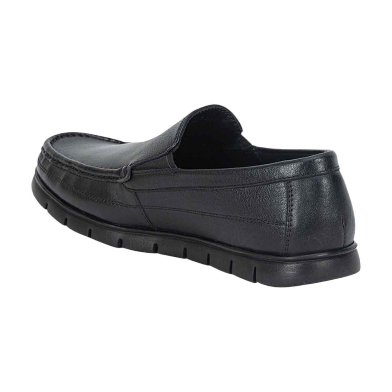 Men Black Genuine Leather Slip-On Loafers