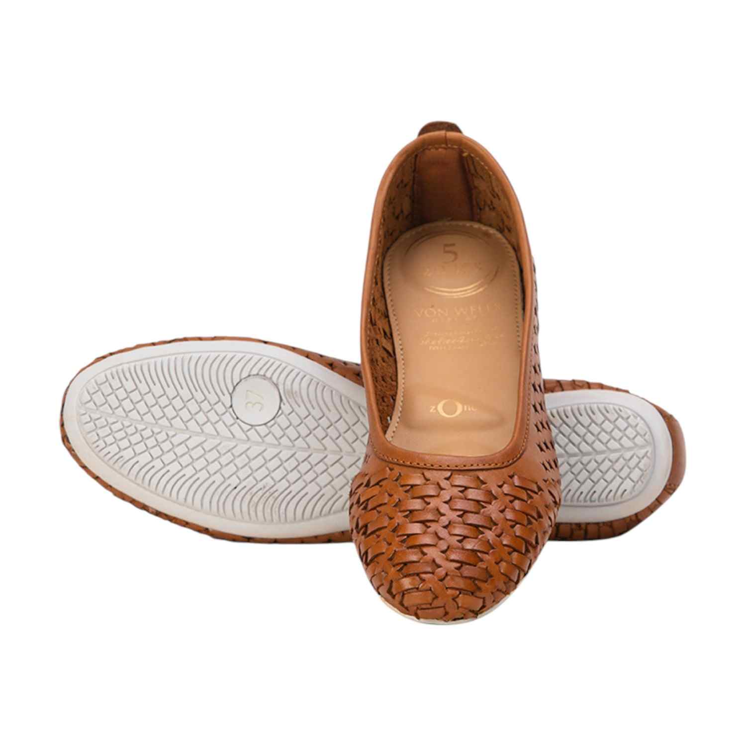 Comfortable Tan Woven Slip-On Flats for Women