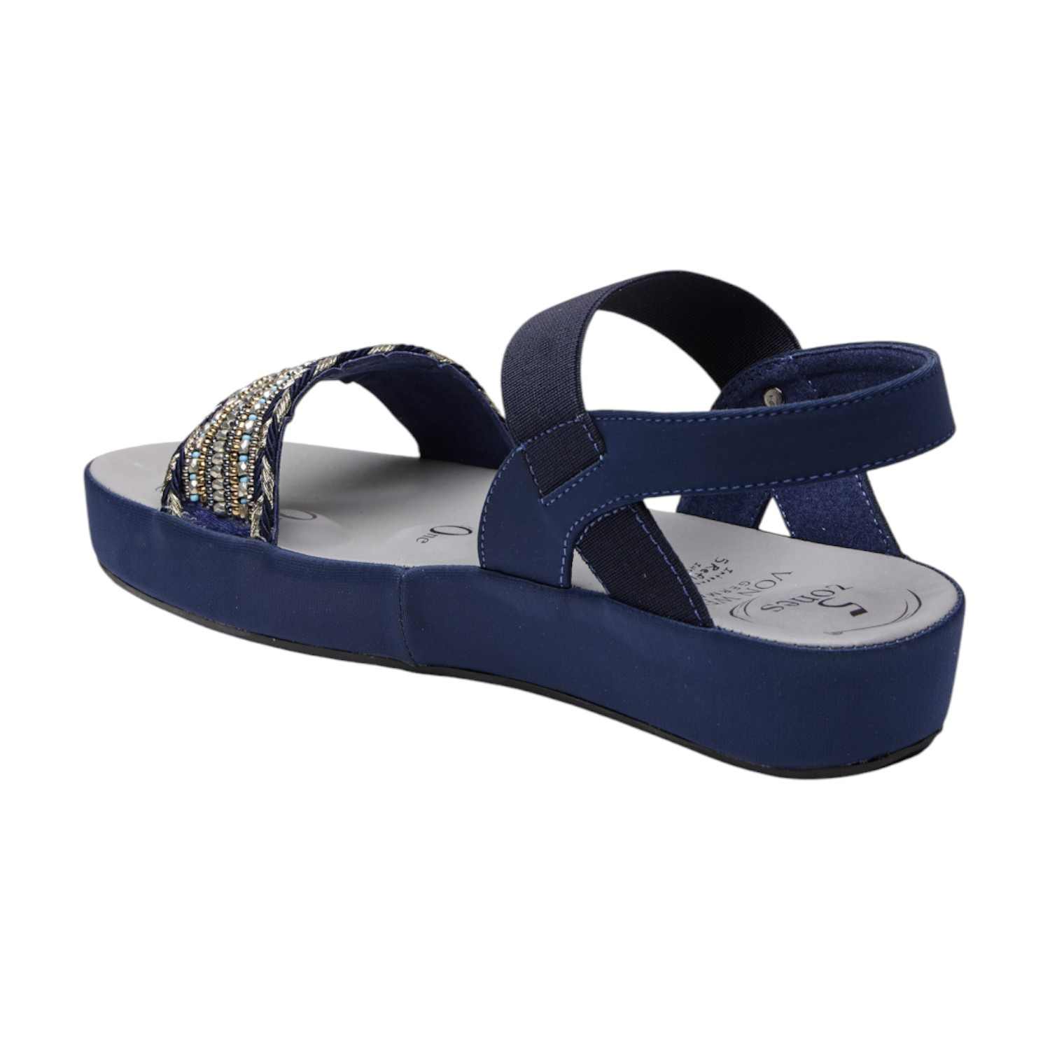 Women Blue Beaded Slingback Platform Sandals