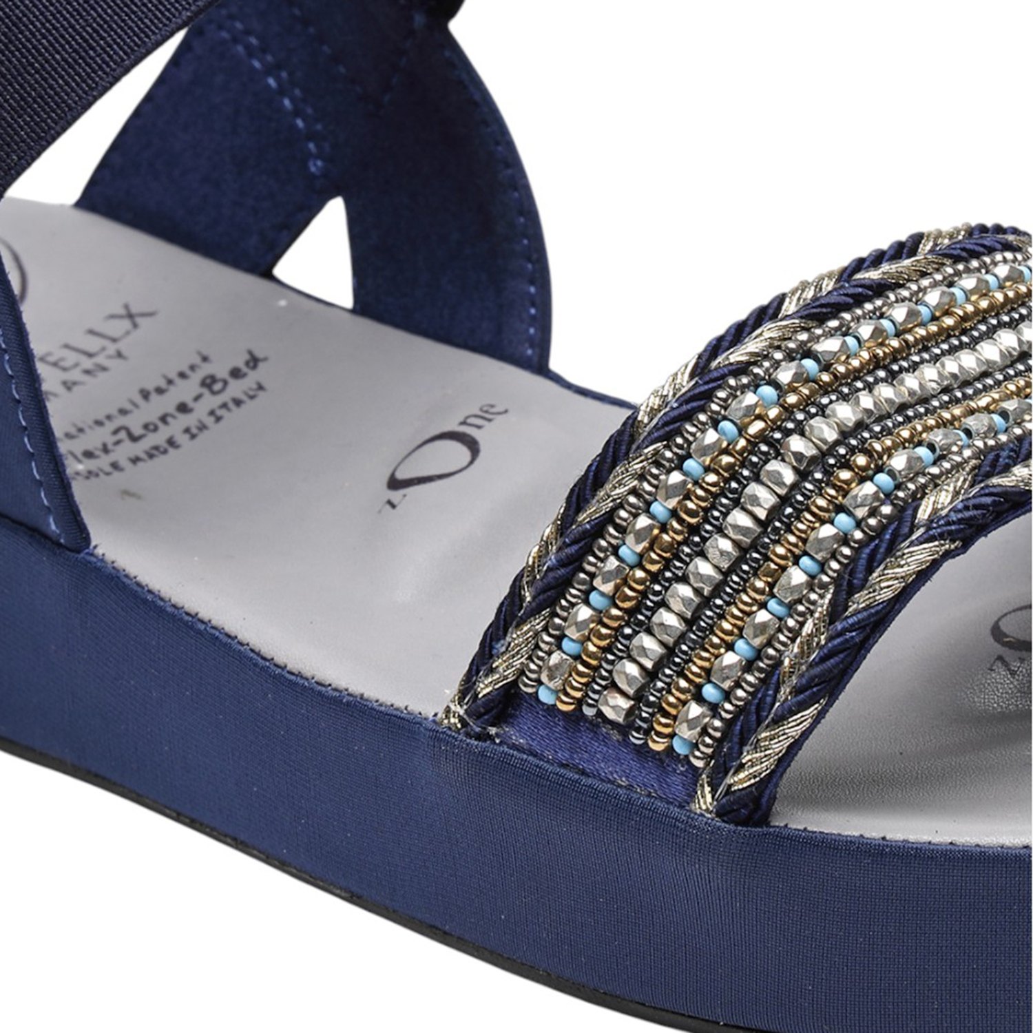 Women Blue Beaded Slingback Platform Sandals