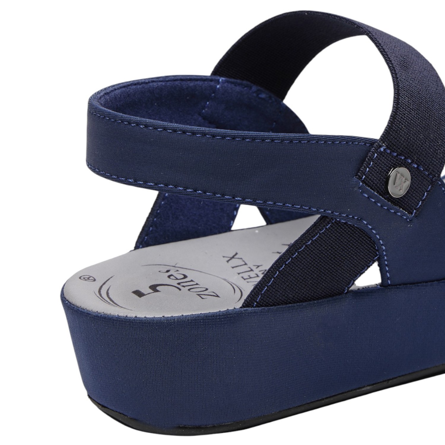 Women Blue Beaded Slingback Platform Sandals
