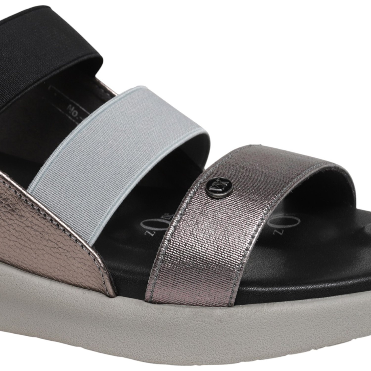 Women Multi-Tone Black Elastic Strap Comfort Sandals