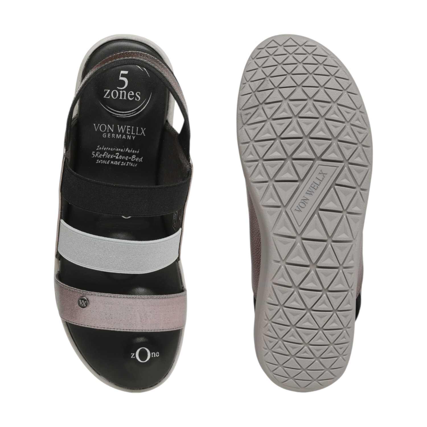 Women Multi-Tone Black Elastic Strap Comfort Sandals