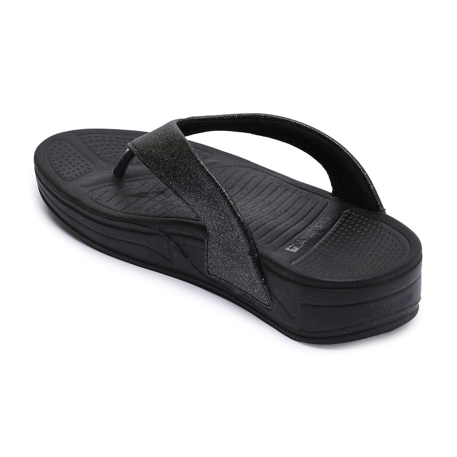 Elegant Black Glitter Finish Women Comfort Flip-Flops
