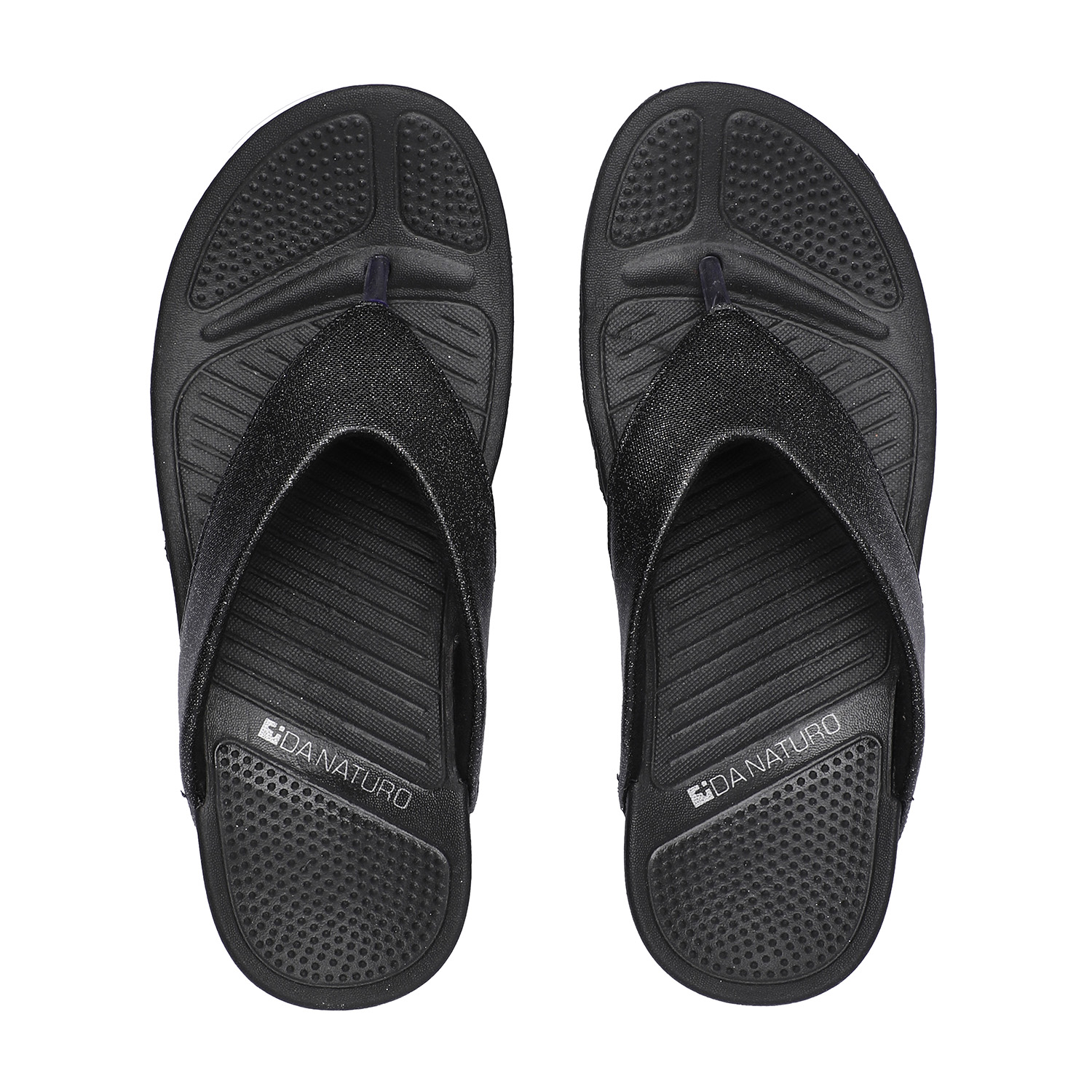 Elegant Black Glitter Finish Women Comfort Flip-Flops