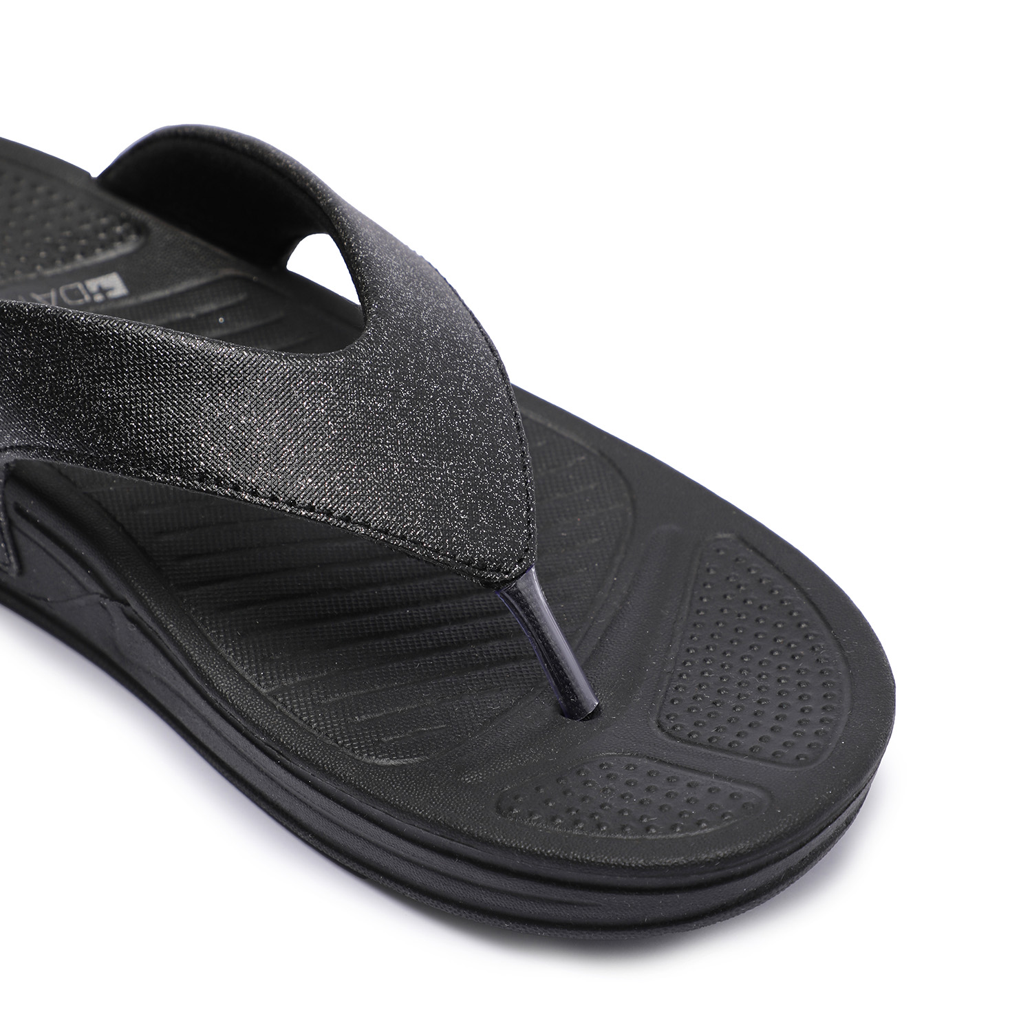 Elegant Black Glitter Finish Women Comfort Flip-Flops