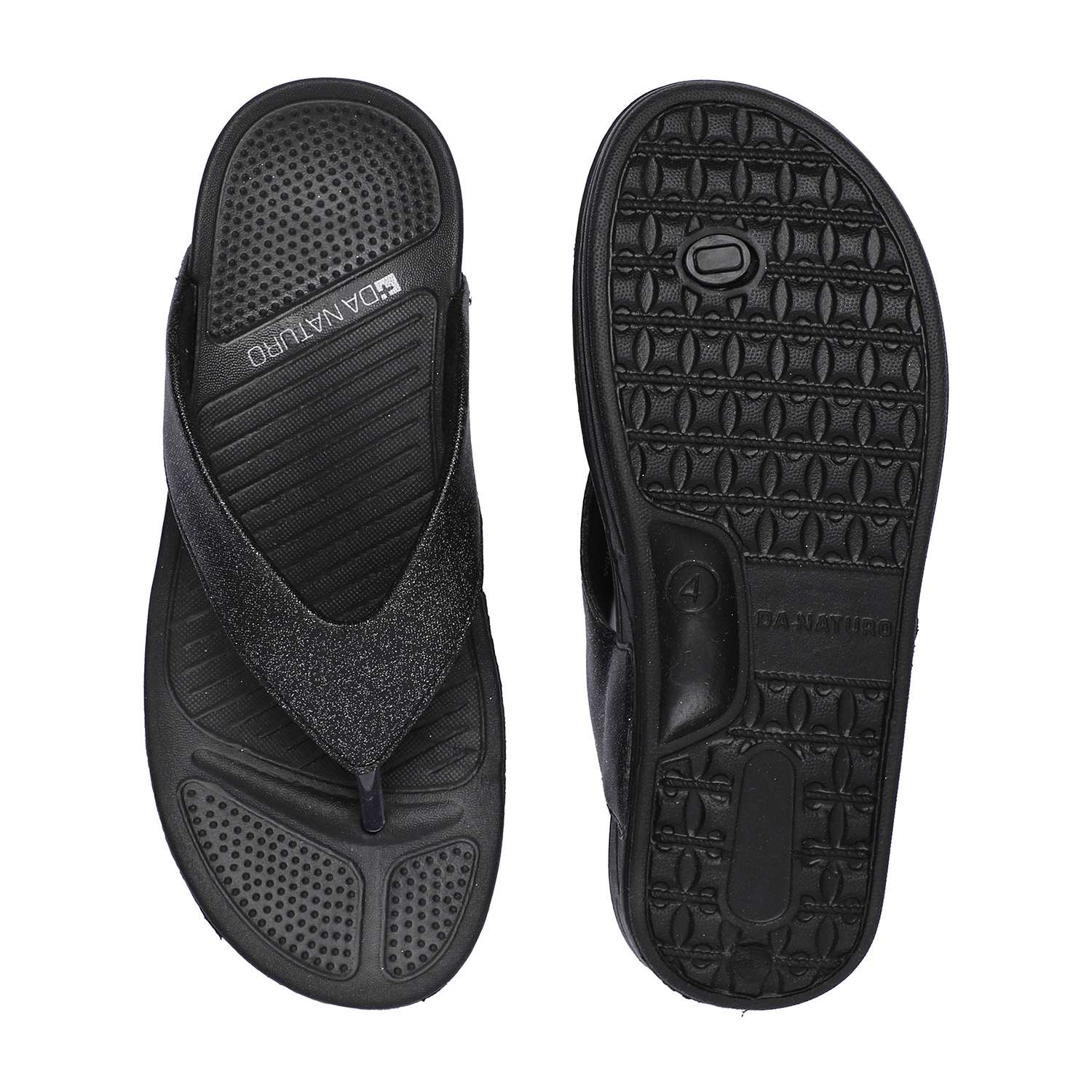 Elegant Black Glitter Finish Women Comfort Flip-Flops