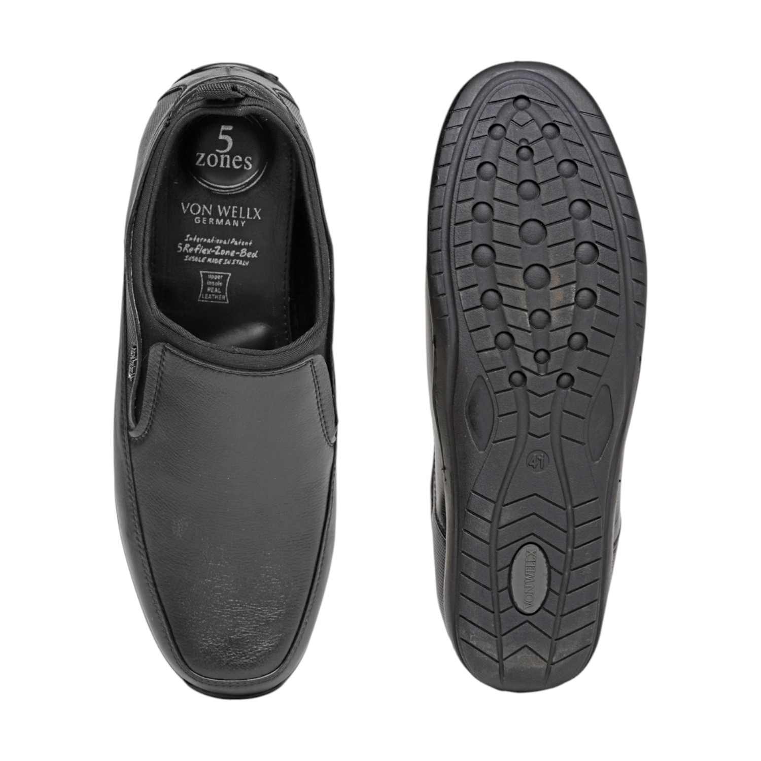 Sleek Sophistication Men Black Textured Leather Slip-On Dress Shoes