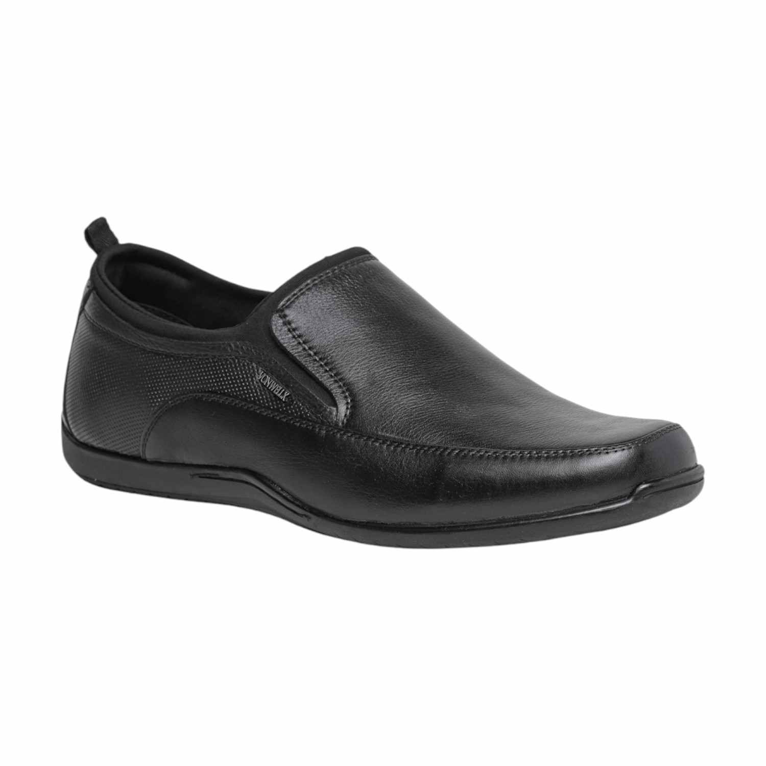 Sleek Sophistication Men Black Textured Leather Slip-On Dress Shoes
