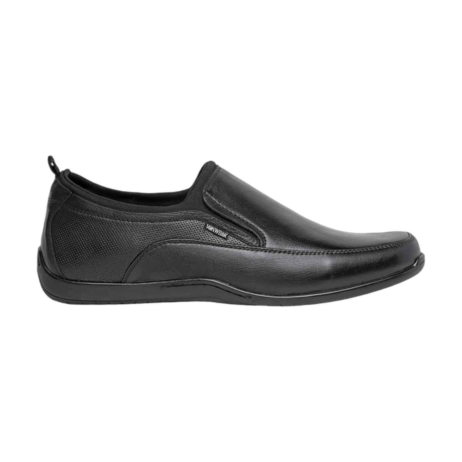 Sleek Sophistication Men Black Textured Leather Slip-On Dress Shoes