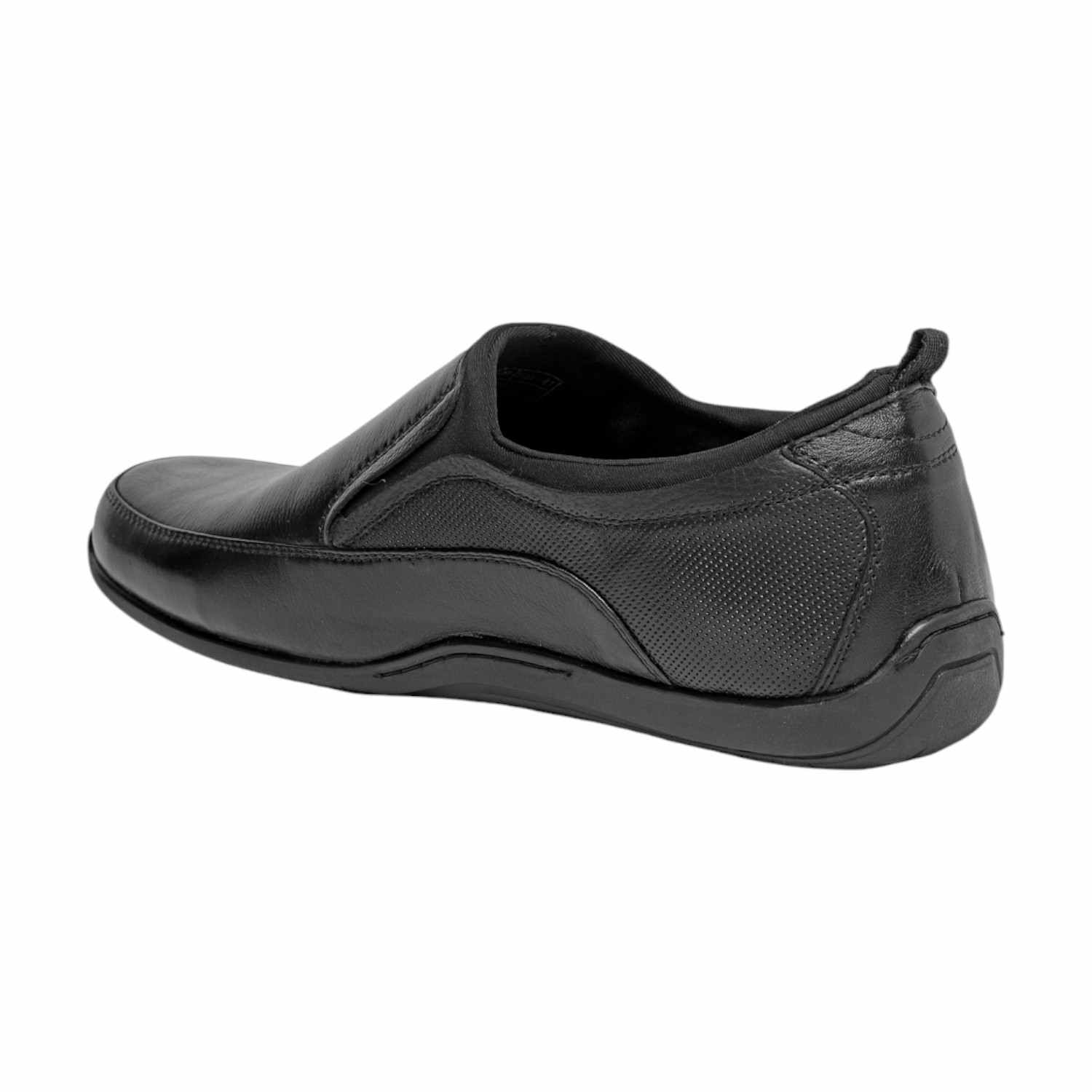 Sleek Sophistication Men Black Textured Leather Slip-On Dress Shoes