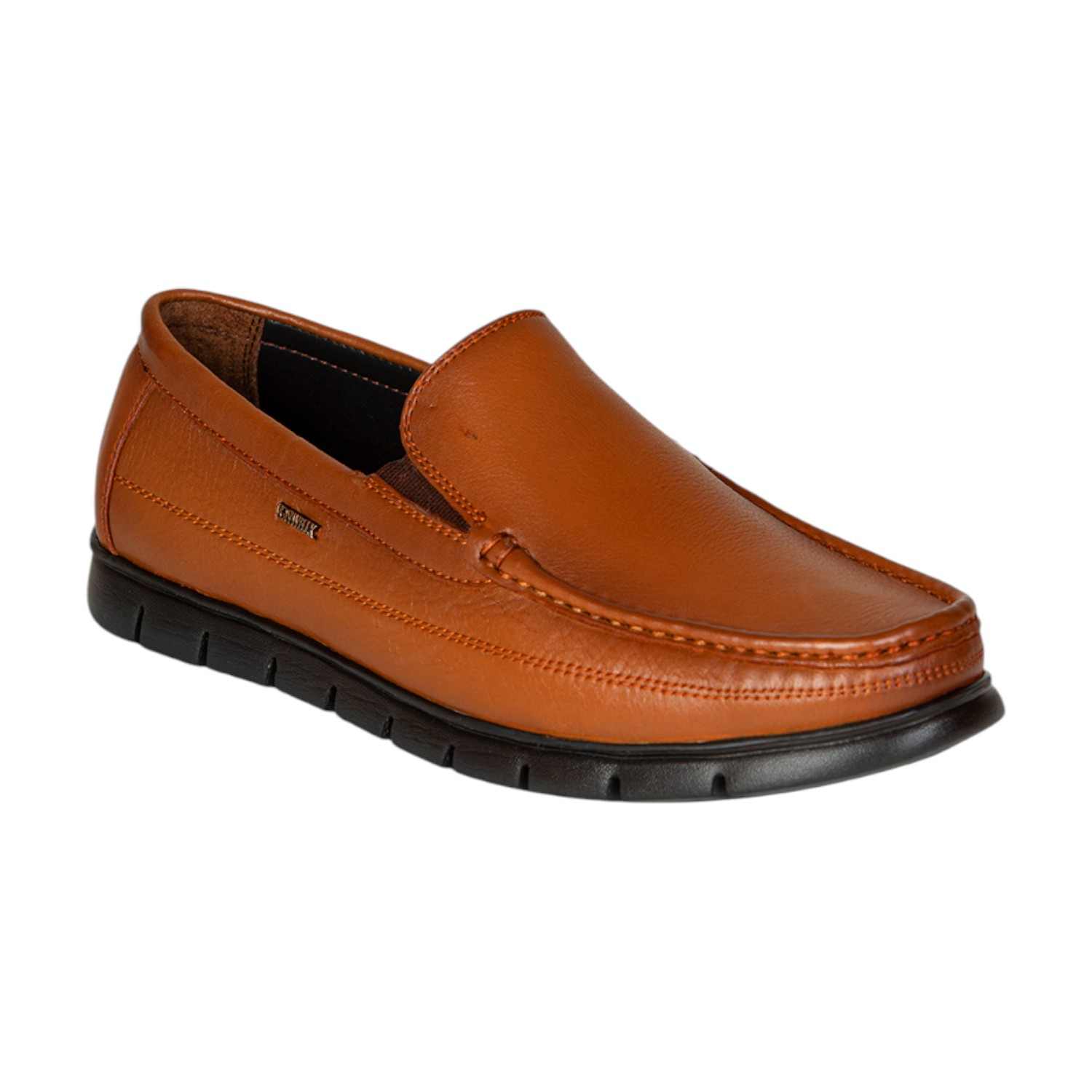 Men Tan Genuine Leather Slip-On Loafers