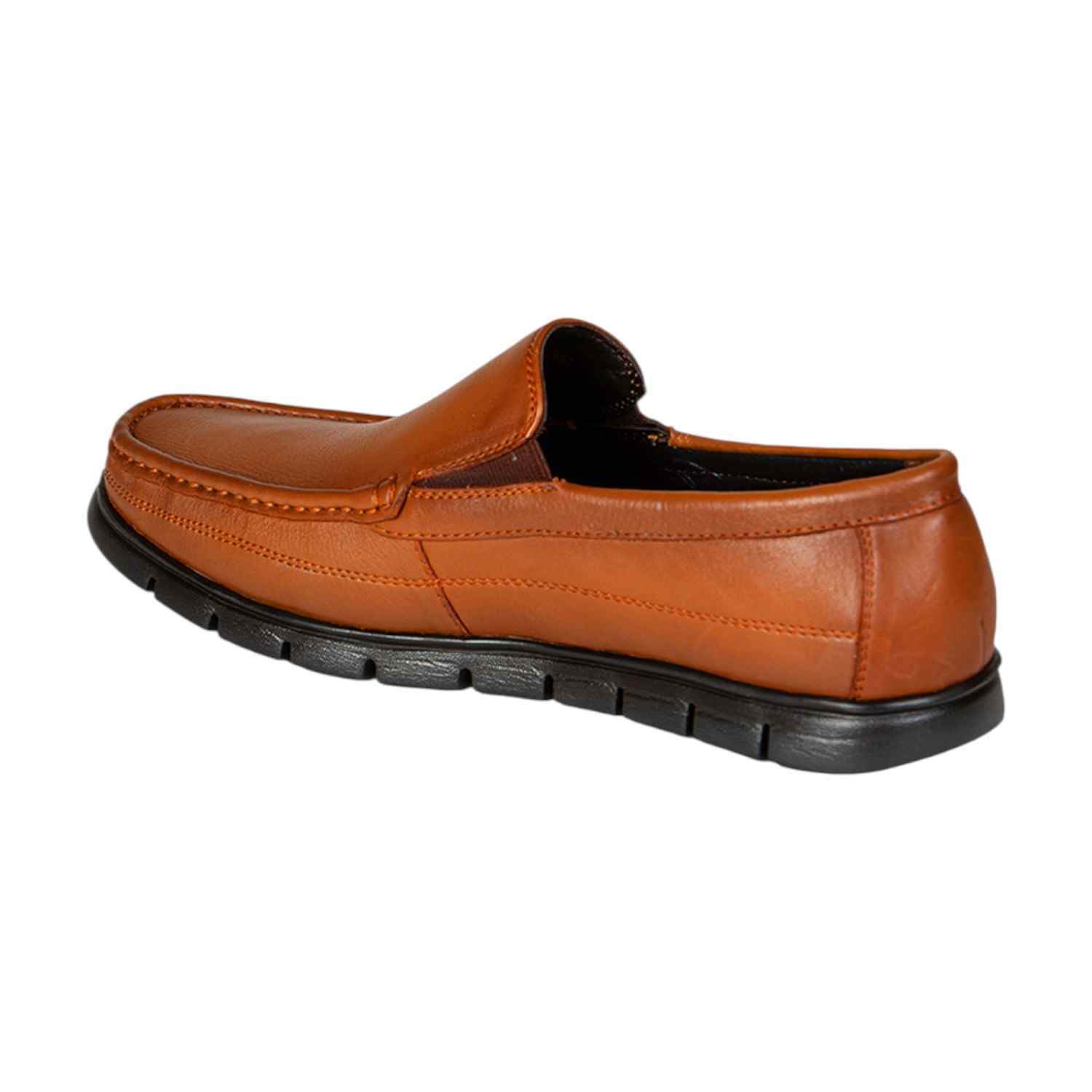 Men Tan Genuine Leather Slip-On Loafers