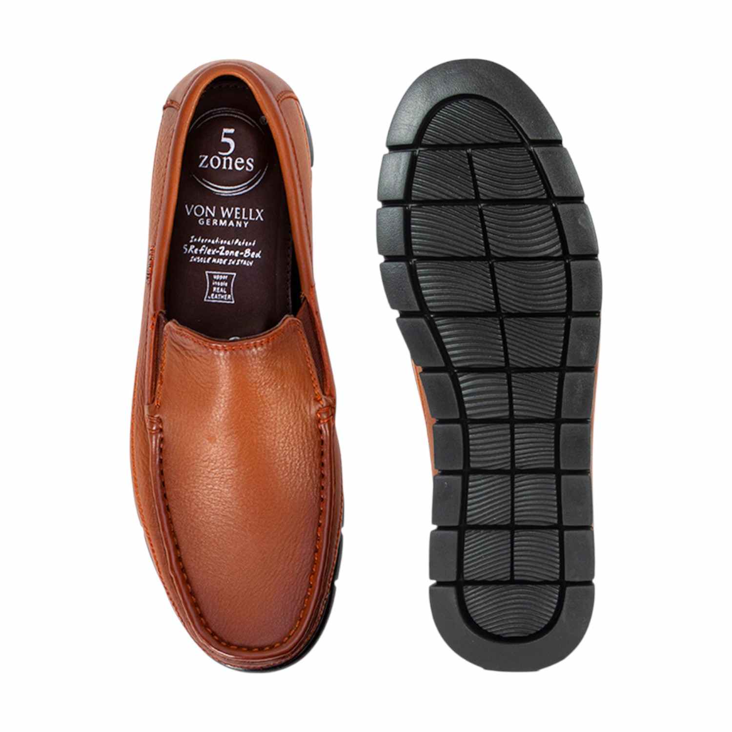 Men Tan Genuine Leather Slip-On Loafers