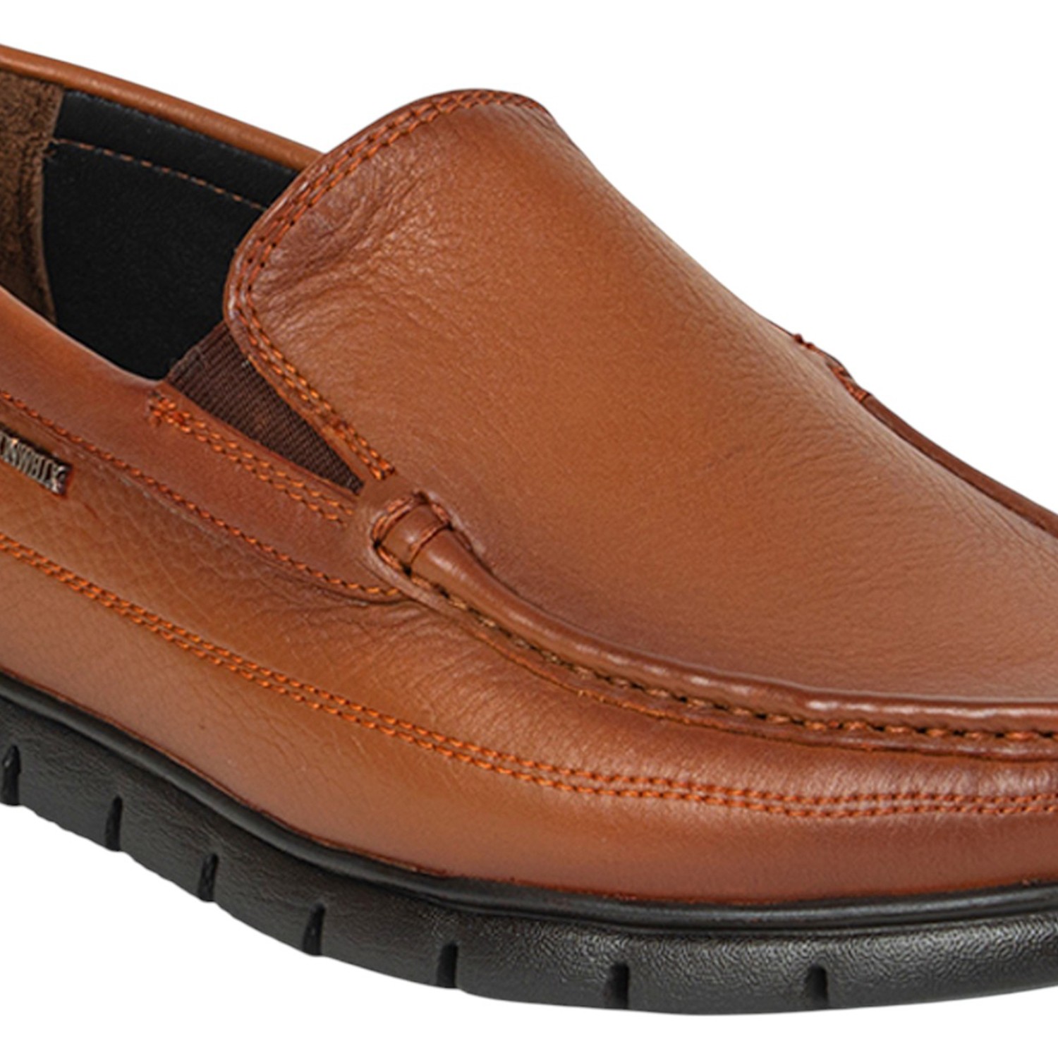 Men Tan Genuine Leather Slip-On Loafers