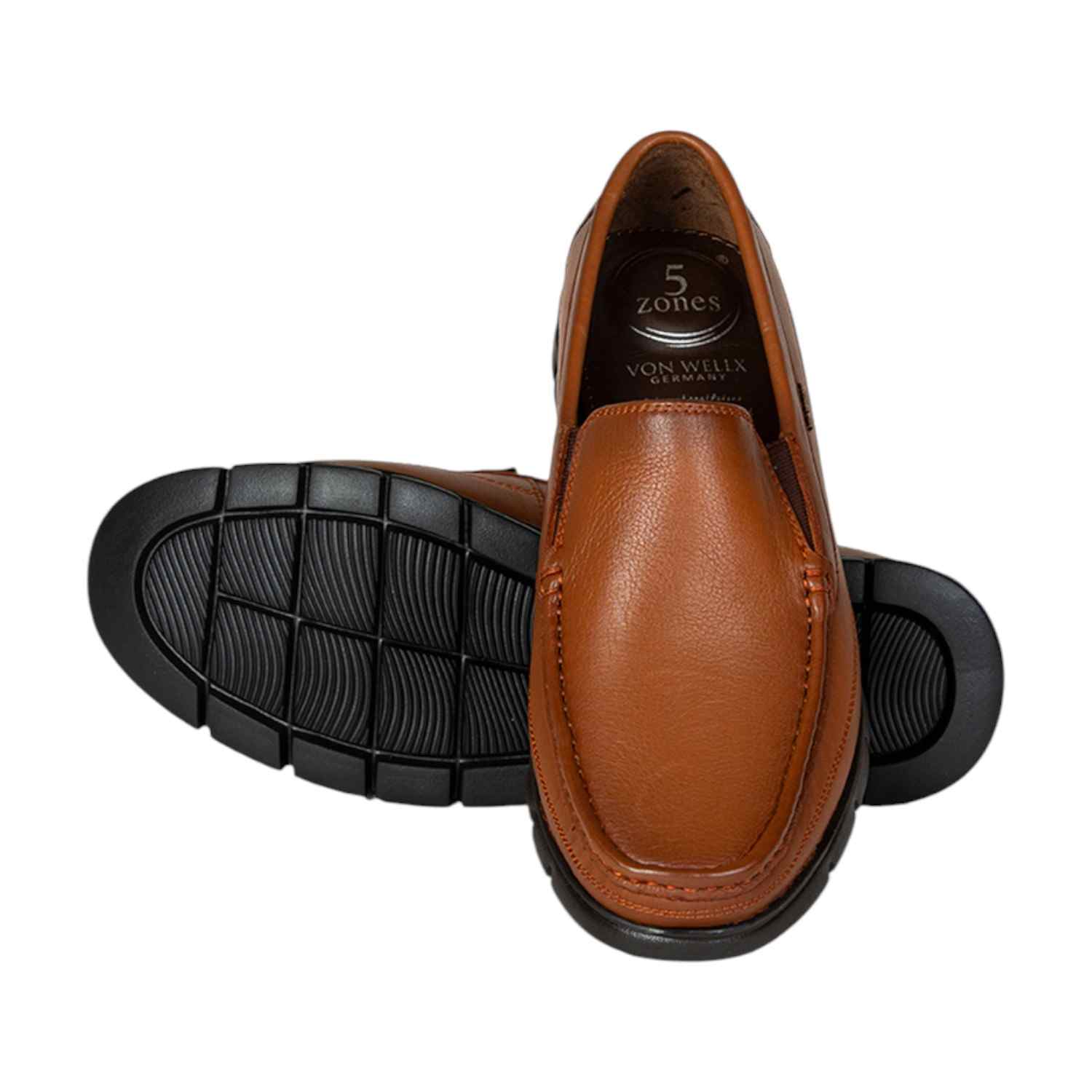 Men Tan Genuine Leather Slip-On Loafers