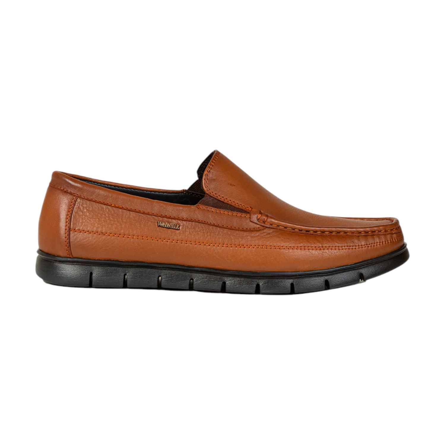 Men Tan Genuine Leather Slip-On Loafers