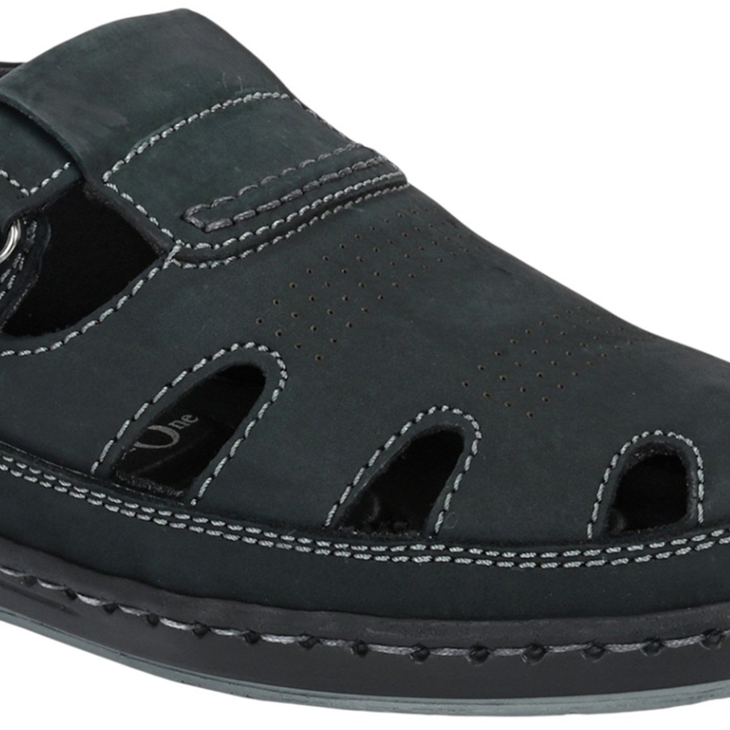 Men Navy Blue Nubuck Closed-Toe Hiker Sandal with Contrast Stitching