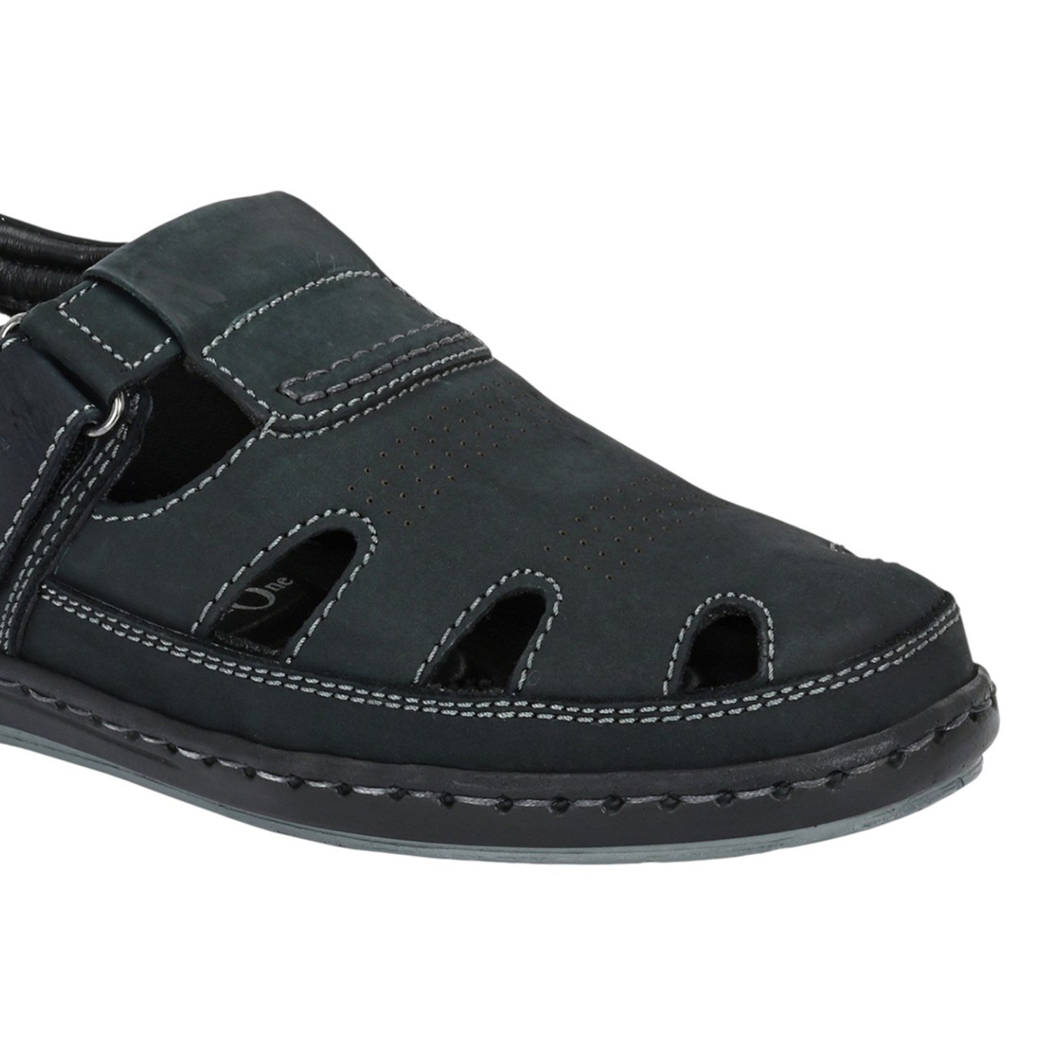 Men Navy Blue Nubuck Closed-Toe Hiker Sandal with Contrast Stitching