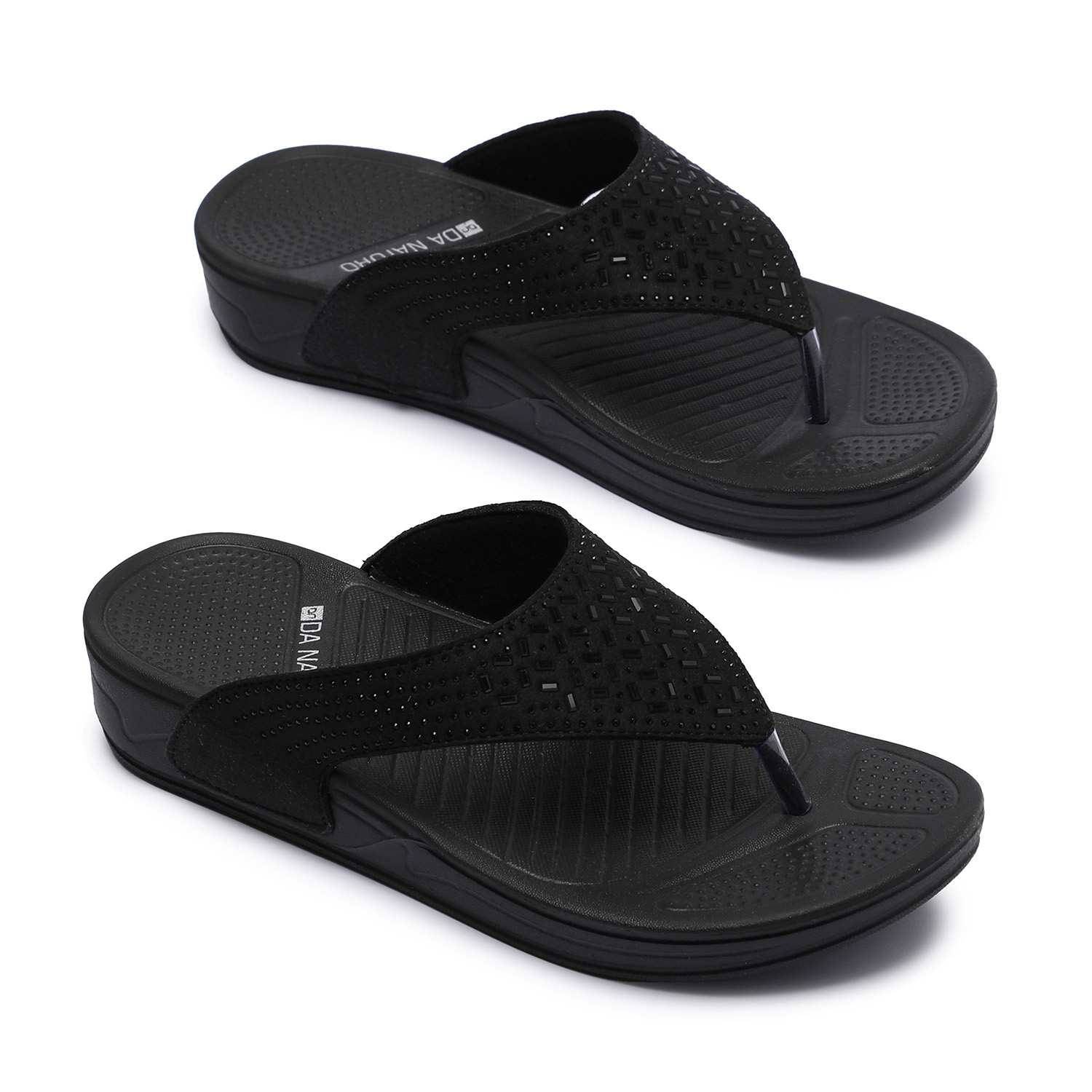 Black Cutwork Design Women's Flip-Flops