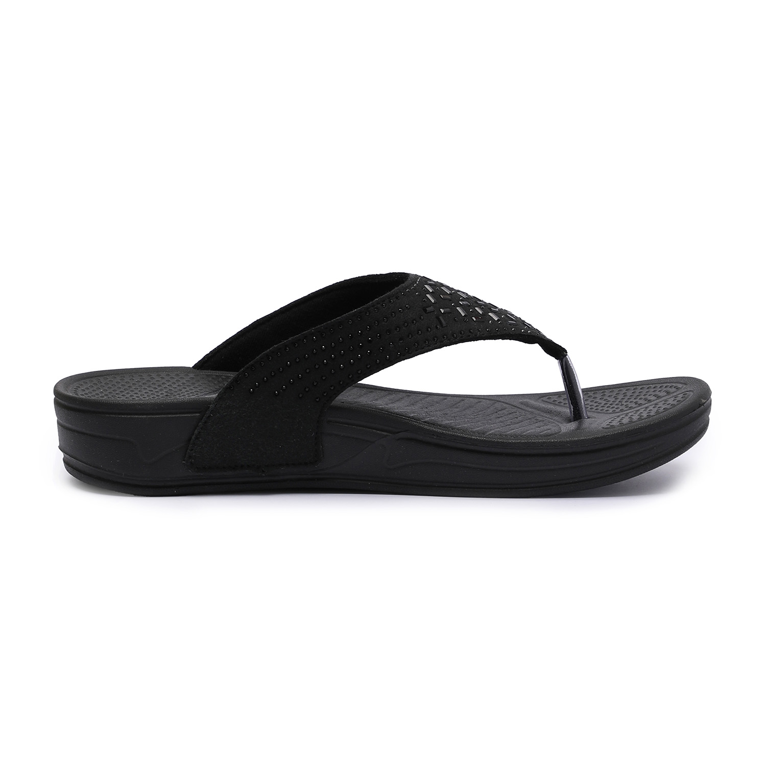 Black Cutwork Design Women's Flip-Flops